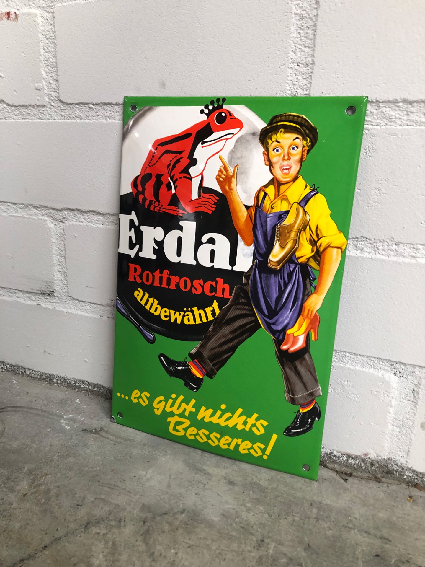 German Enamel Sign Erdal Rotfrosch Shoe Polish - Bild 2 aus 5