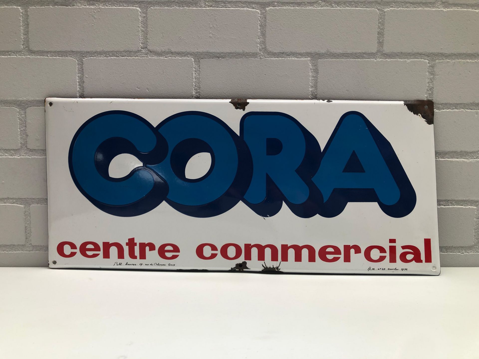French Cora Centre Commercial Enamel Sign