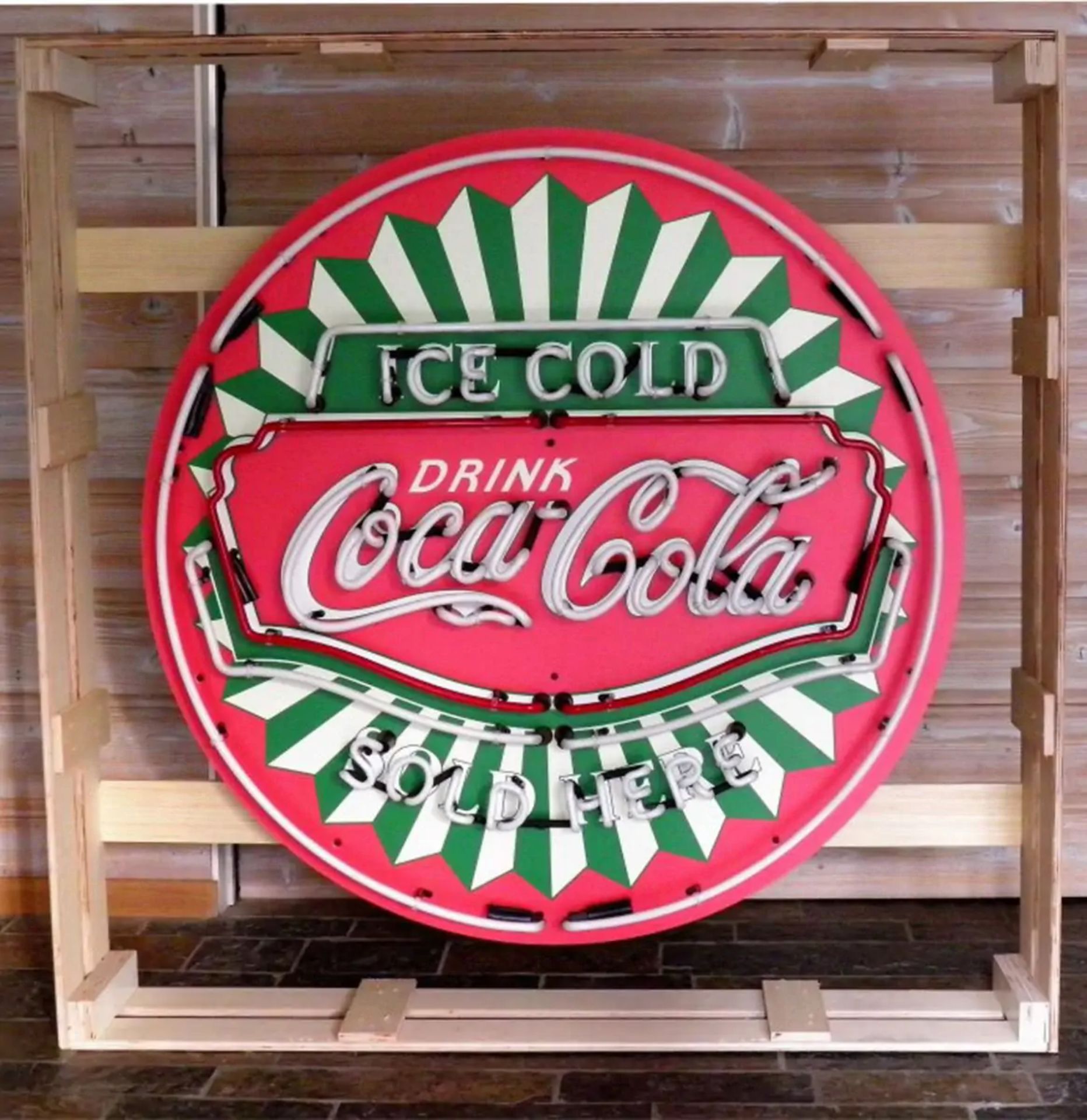Large Ice Cold Coca-Cola Neon Sign with Backplate - Image 2 of 2