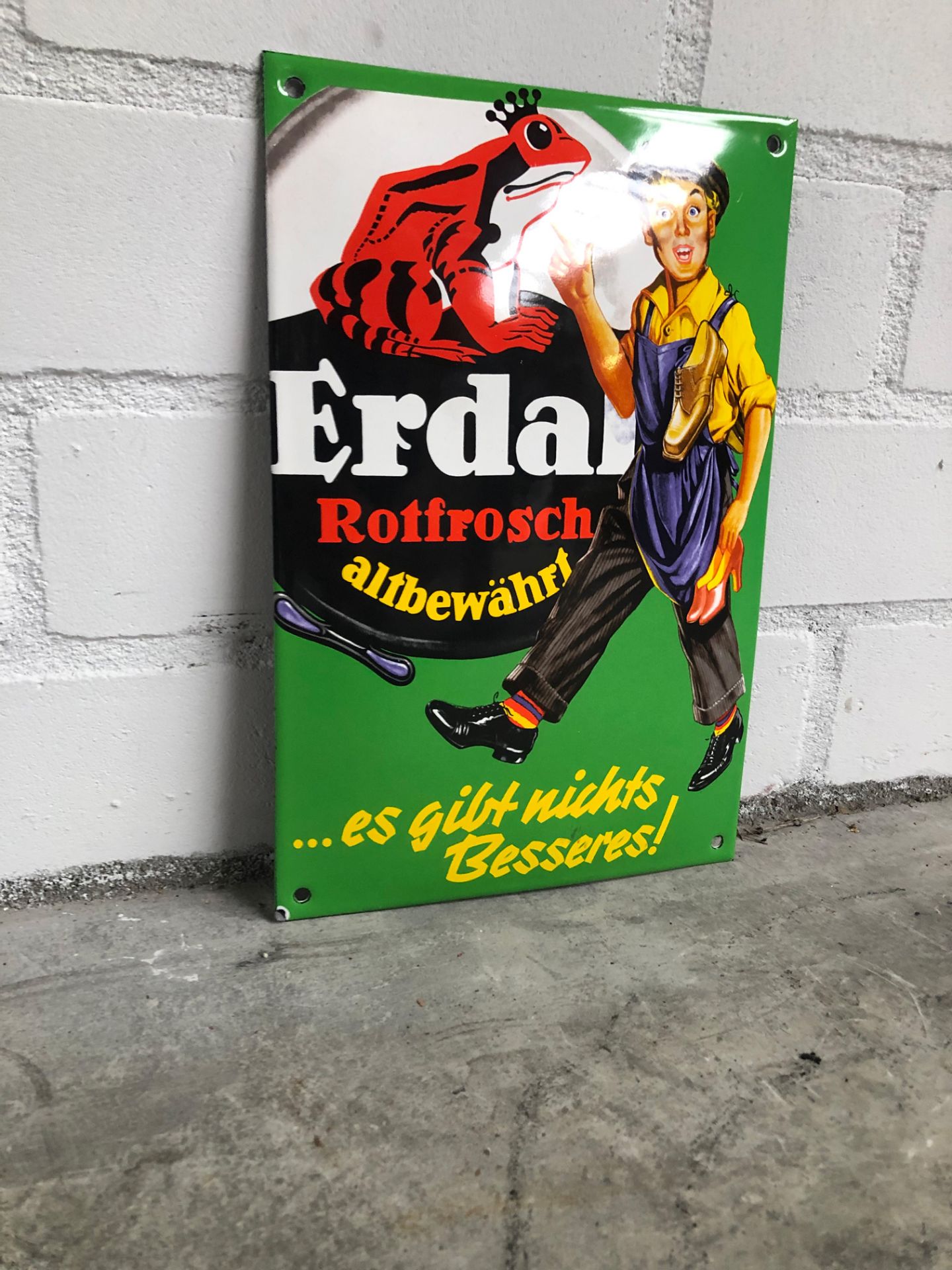German Enamel Sign Erdal Rotfrosch Shoe Polish - Bild 3 aus 5