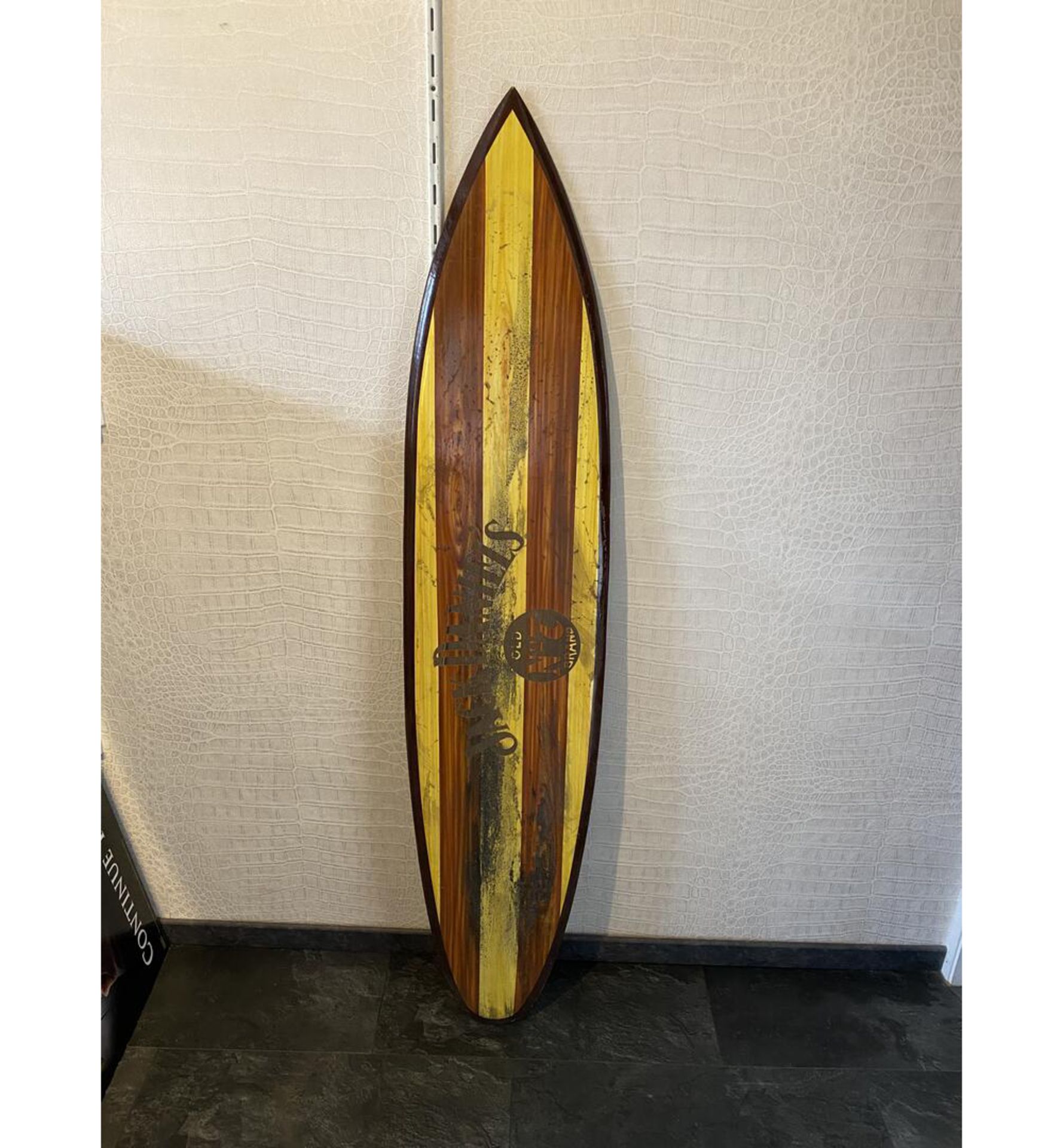 Surfboard with Jack Daniels