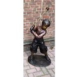 Large Bronze Statue of a Boy Swinging Golf Club