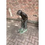 Large Bronze Statue of a Boy Playing Golf