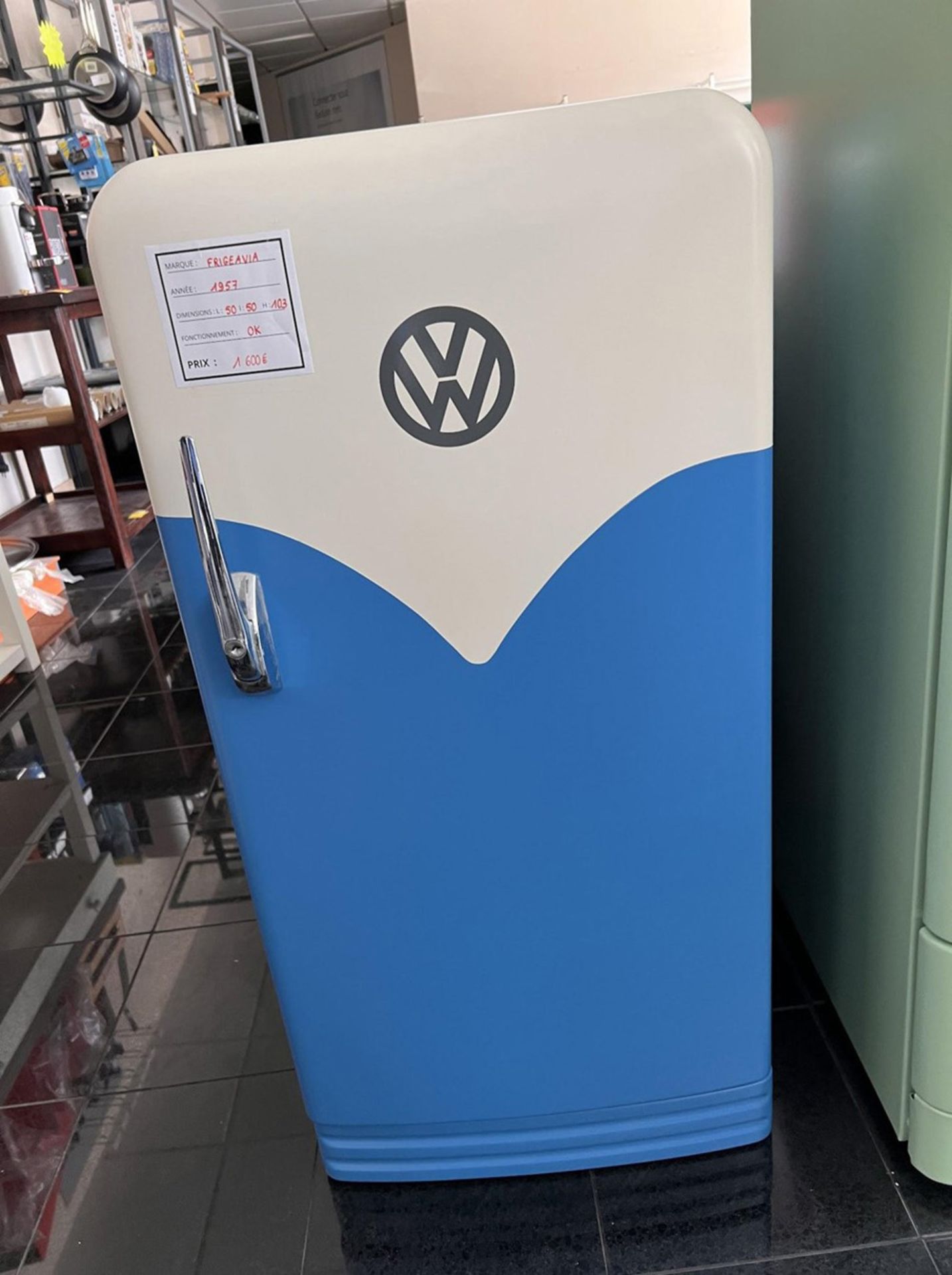 1957 Frigeavia Volkswagen Refrigerator in Matt Cream & Blue Colors 