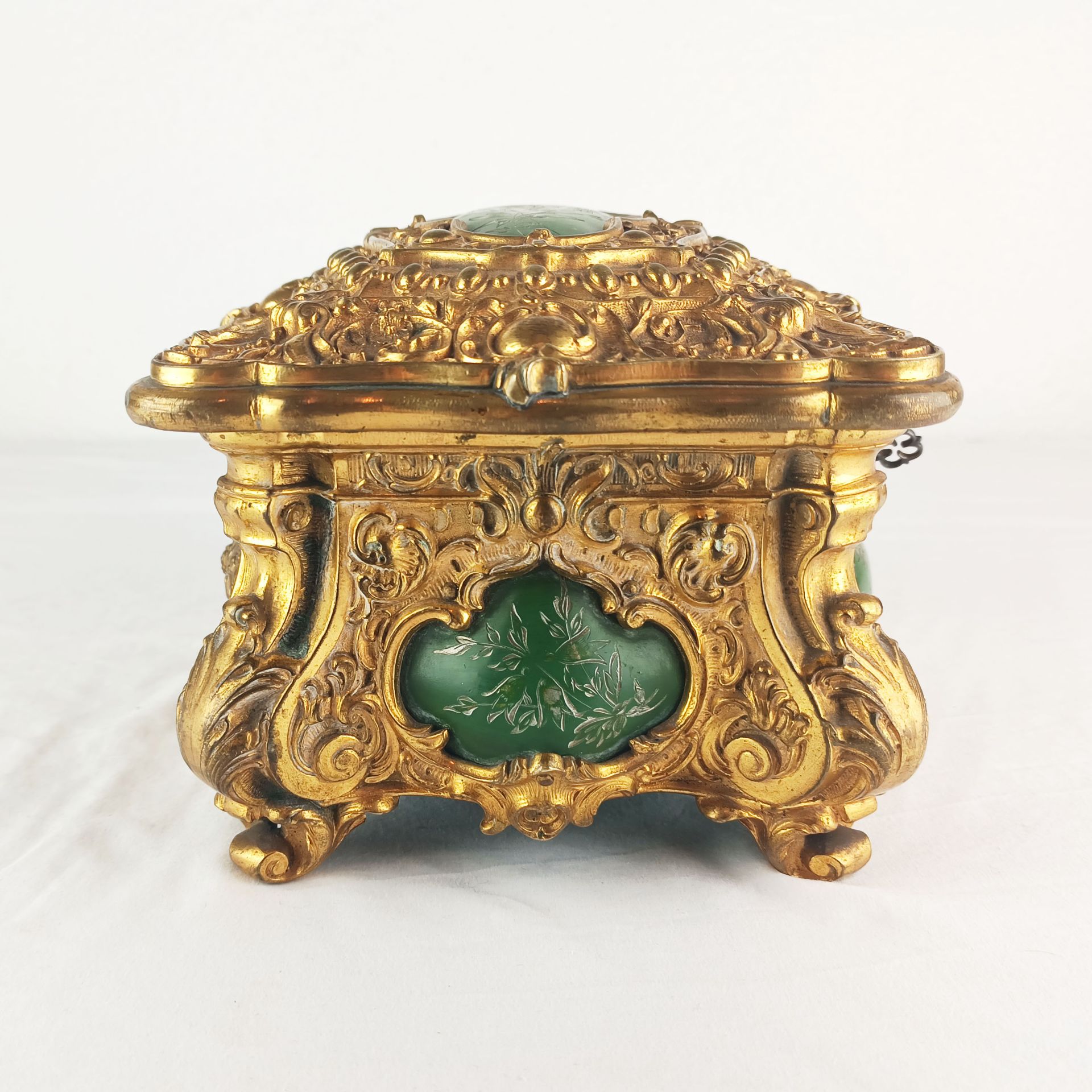 Unusual Brass and Horn Jewelry Music Box - Image 8 of 9