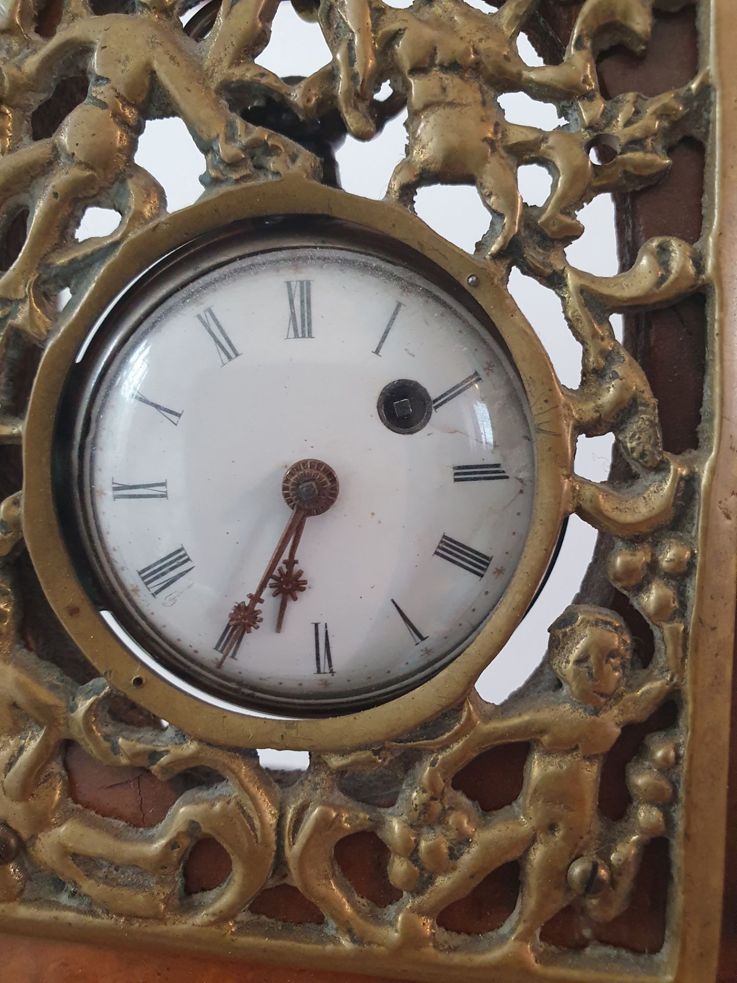 Early Miniature Clock Case with Hanging Pocket Watch Clock Face - Image 4 of 9