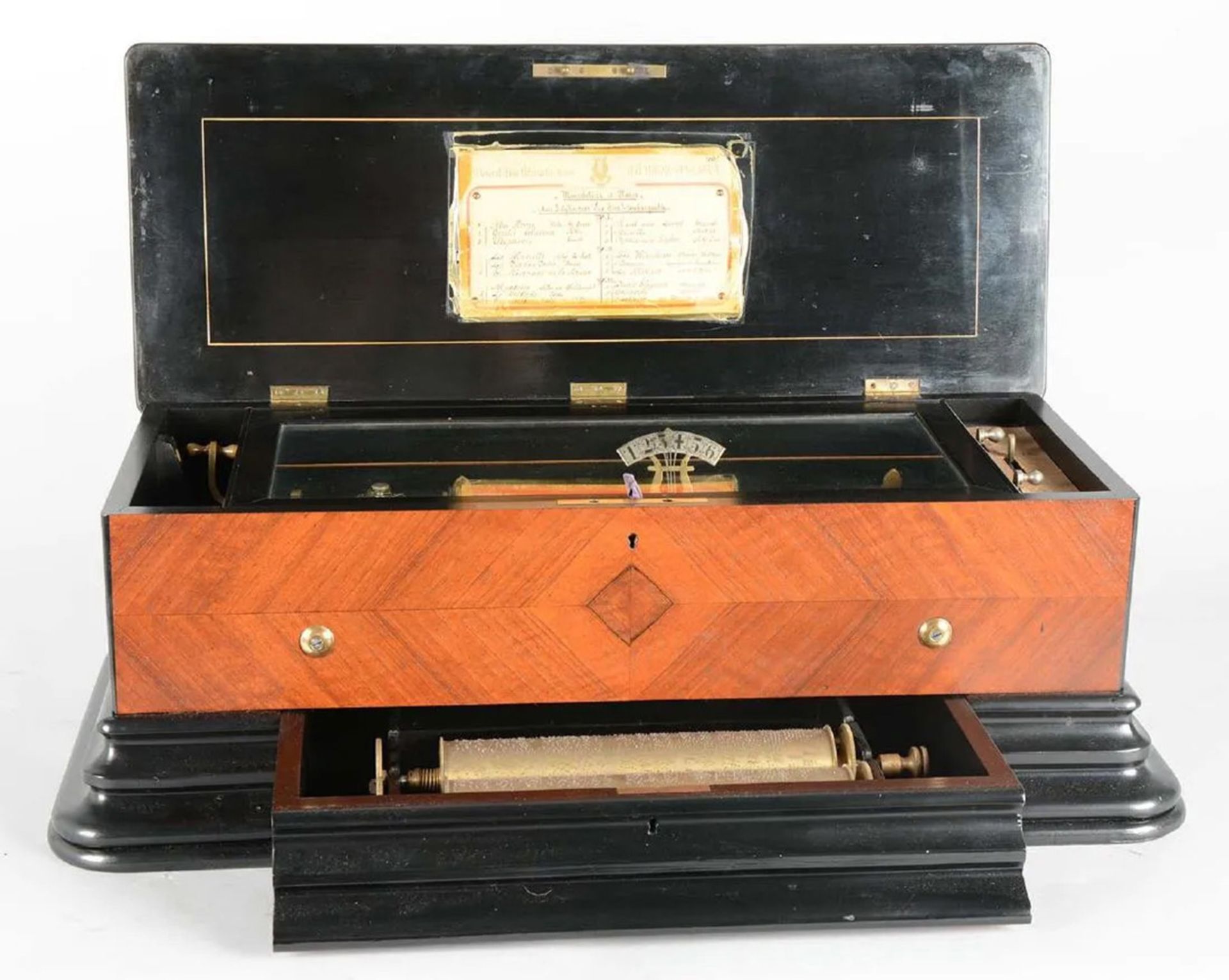 B.A. Bremond Mandolin & Harp Music Box with 3 Interchangeable Cylinders - Image 2 of 13