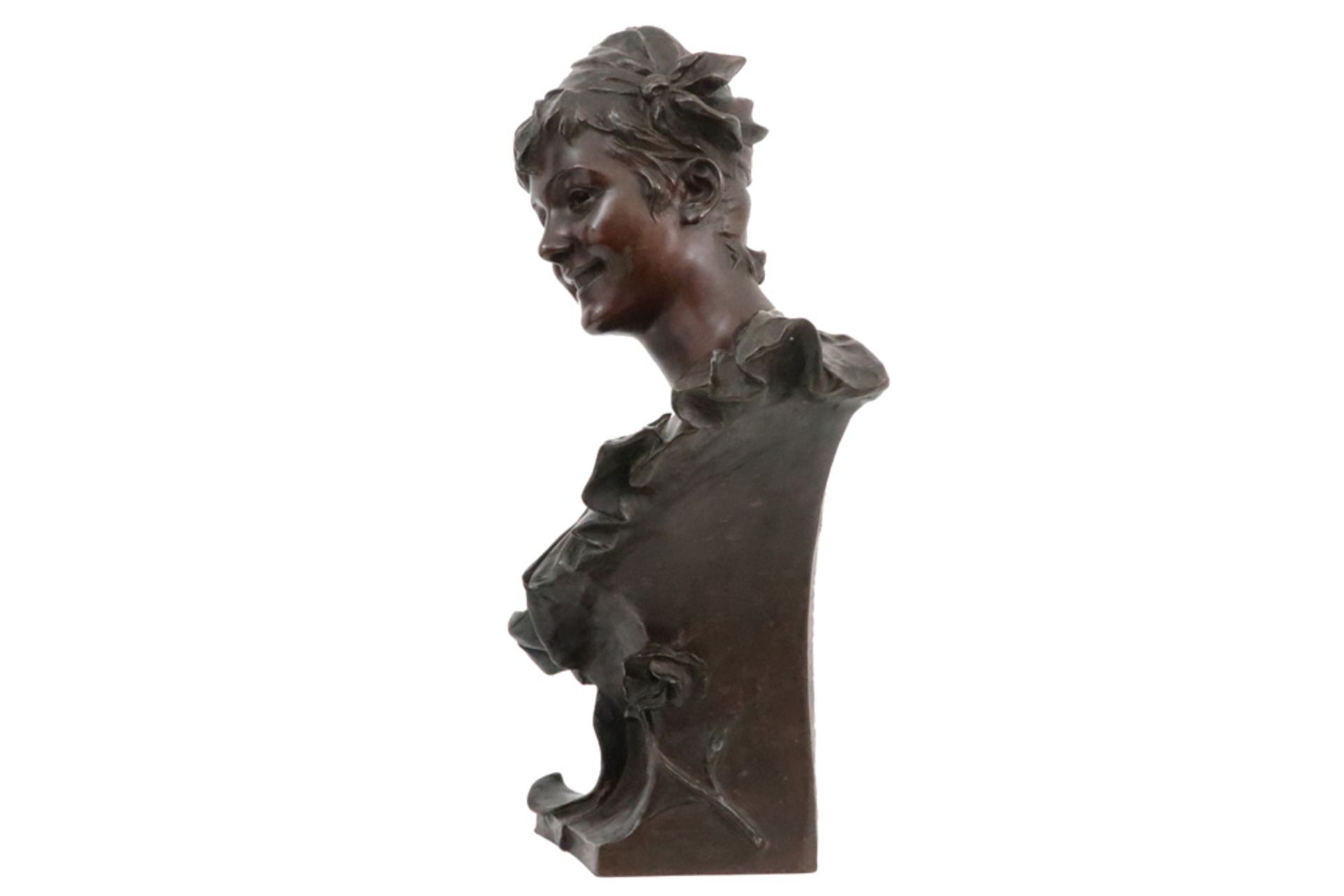 antique Belgian typical belle époque sculpture in bronze - signed Georges Van der Straeten and - Image 3 of 8