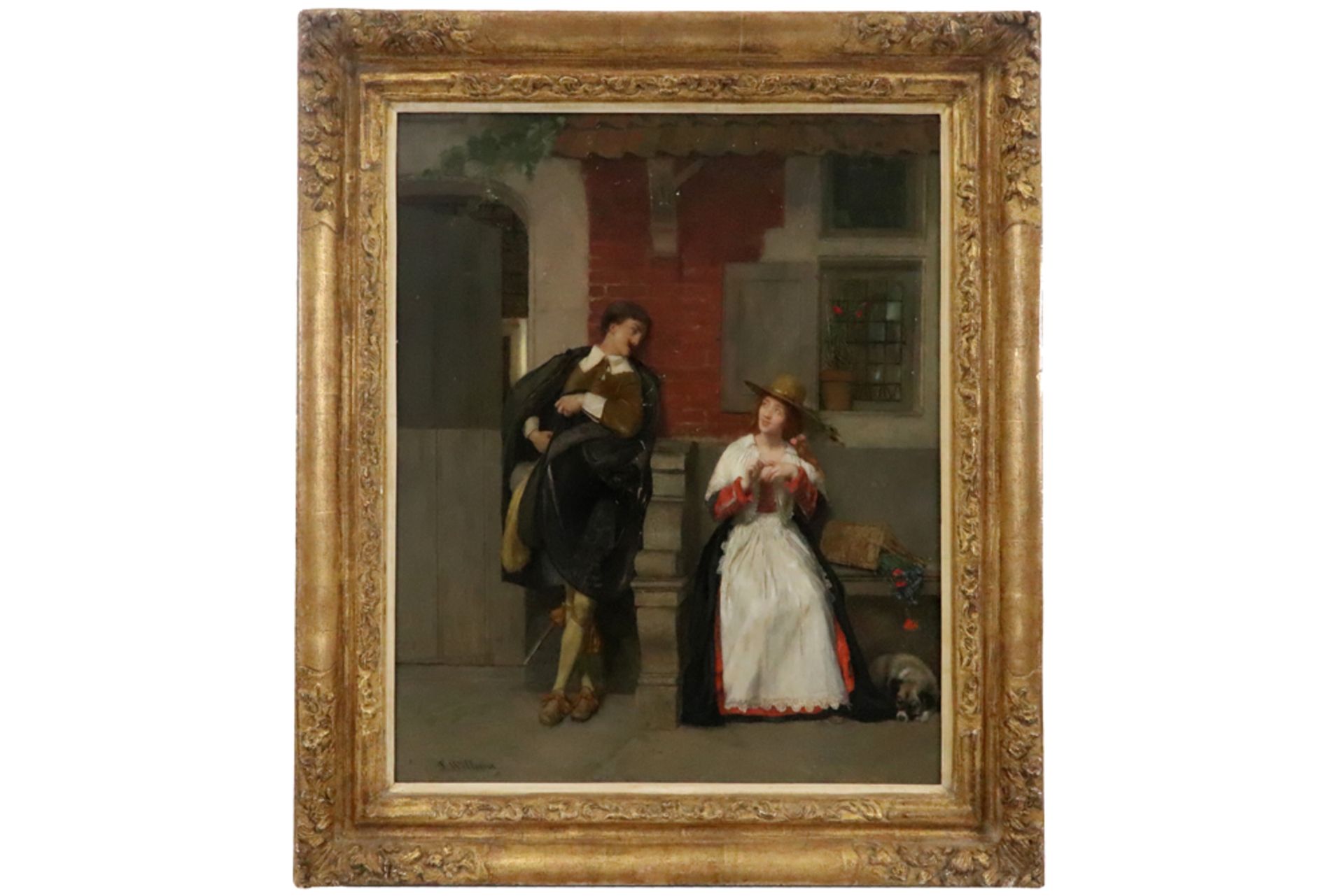 19th Cent. Belgian oil on panel - signed Florent Willems || WILLEMS FLORENT (1823 - 1905) - Image 3 of 4