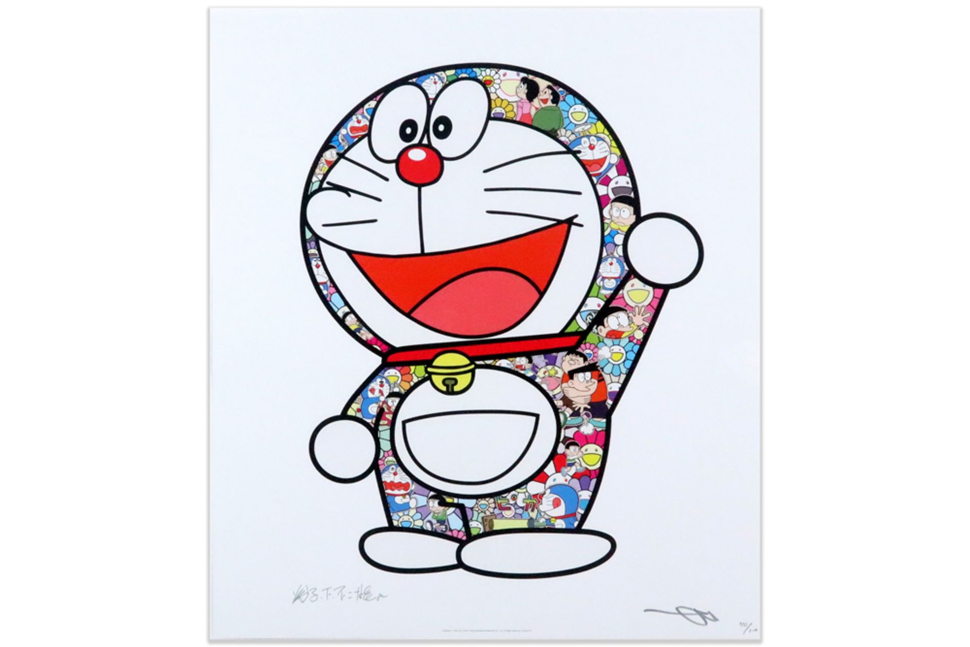 Takashi Murakami "Doraemon: Here we go! " signed offset lithograph printed in colors || MURAKAMI