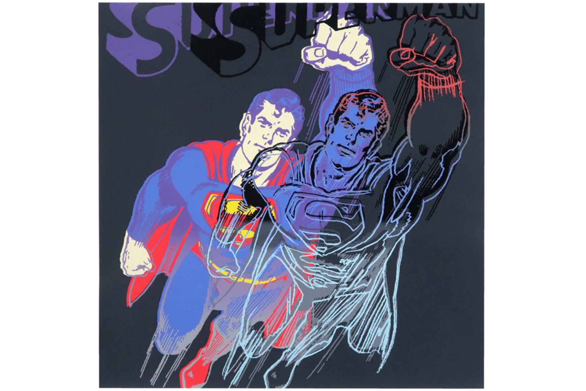 Andy Warhol "Superman" screenprint with diamond dust on Lennox Museumboard from the series "Myths"