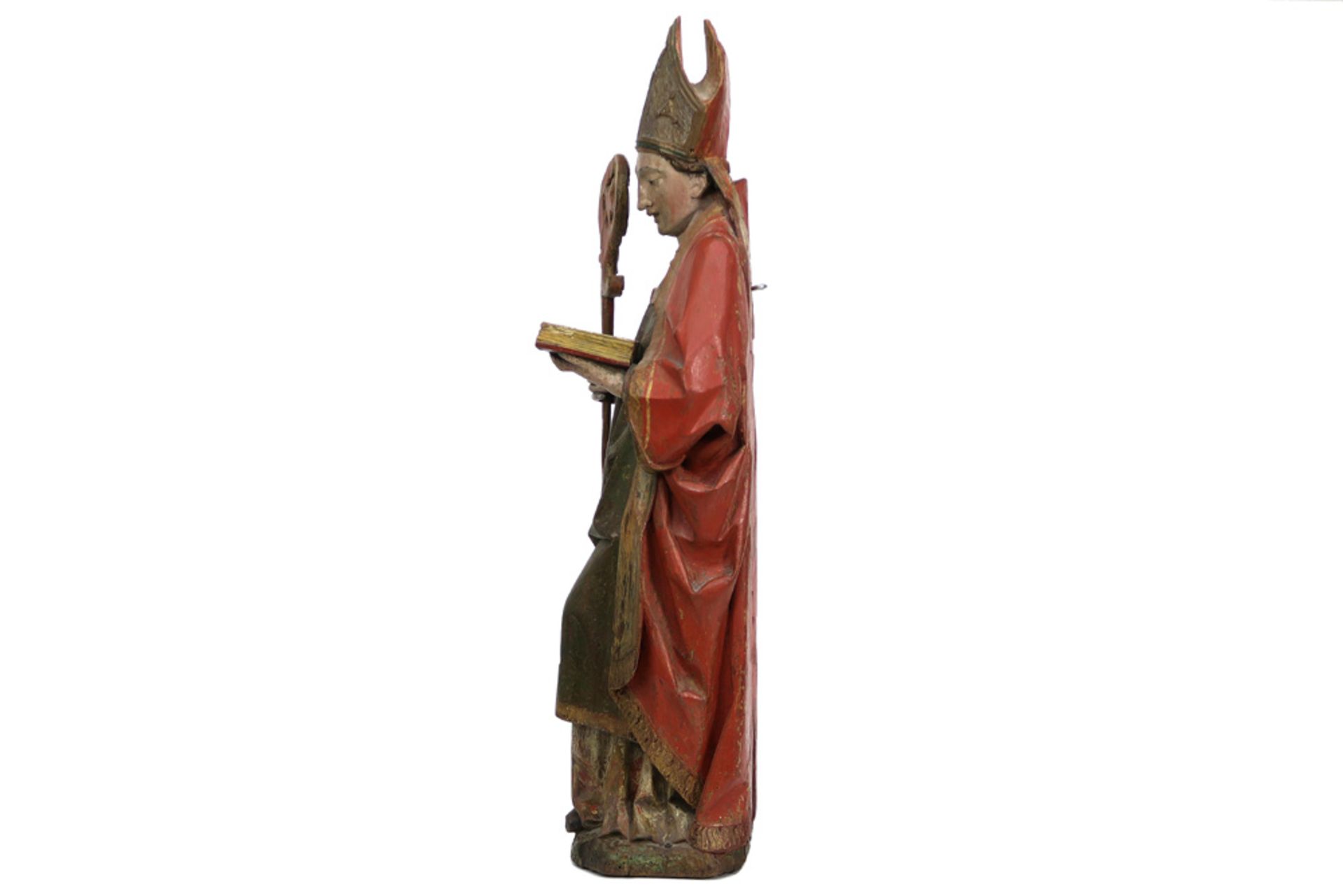 16th/17th Cent. Flemish/French "Bishop" sculpture in polychromed wood || VLAANDEREN / FRANKRIJK - - Bild 3 aus 5