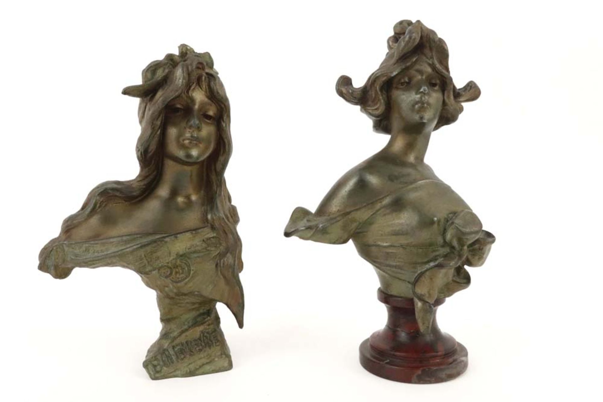 two Emmanuel Villanis Art Nouveau sculptures - signed || VILLANIS EMMANUEL (1858 - 1914) twee Art - Bild 5 aus 7