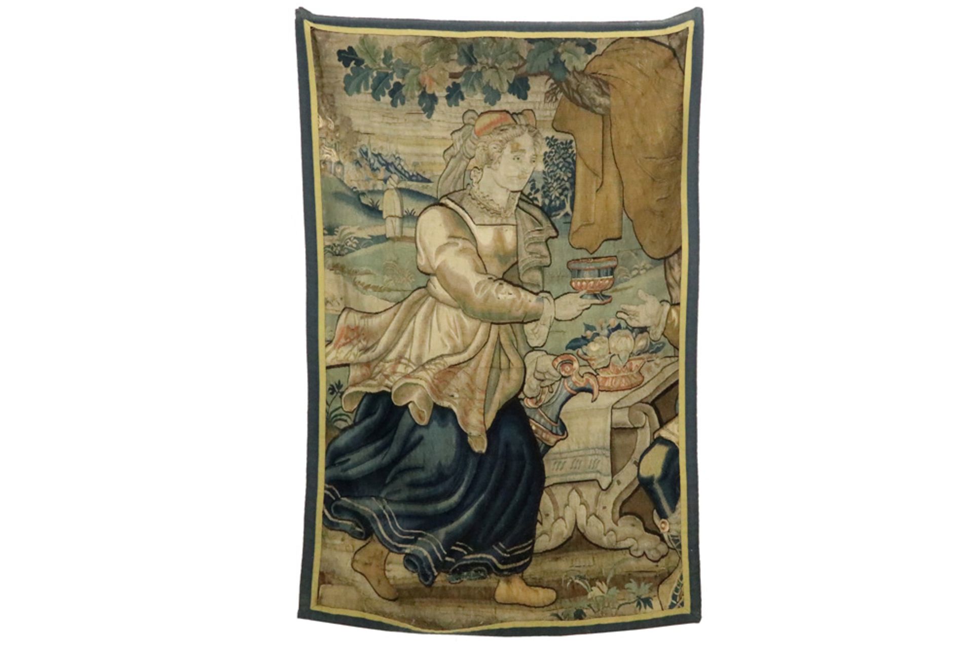17th Cent. Flemish tapestry fragment, probably from Audenaerde || VLAANDEREN - 17° EEUW fragment van