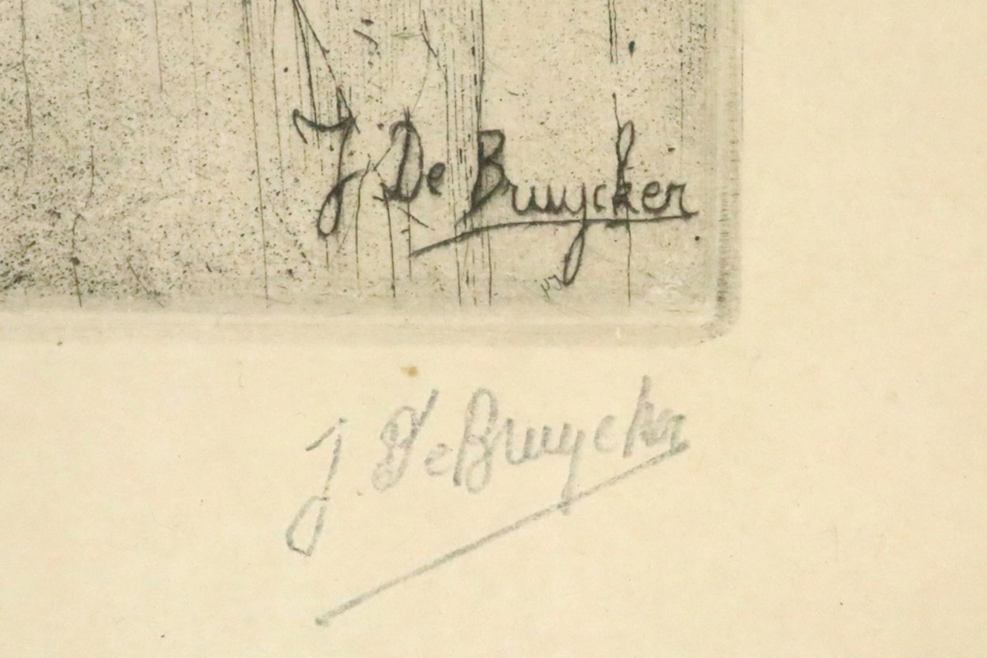 early 20th Cent. Belgian etching - signed Jules De Bruycker || DE BRUYCKER JULES (1870 - 1945) ets : - Bild 2 aus 3