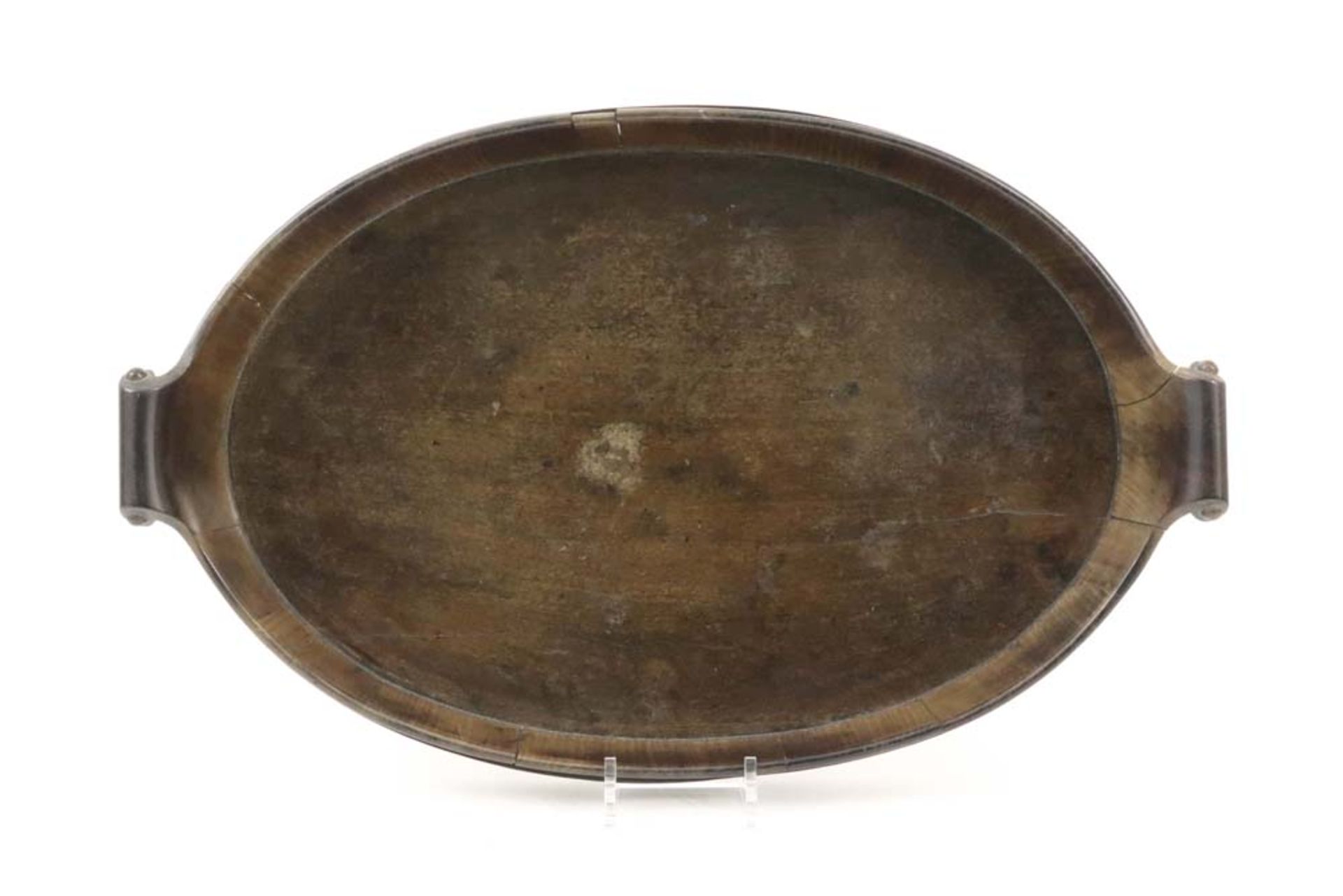 antique English oval tray in mahogany with brass banding || Antieke Engelse ovale plateau in - Bild 2 aus 2