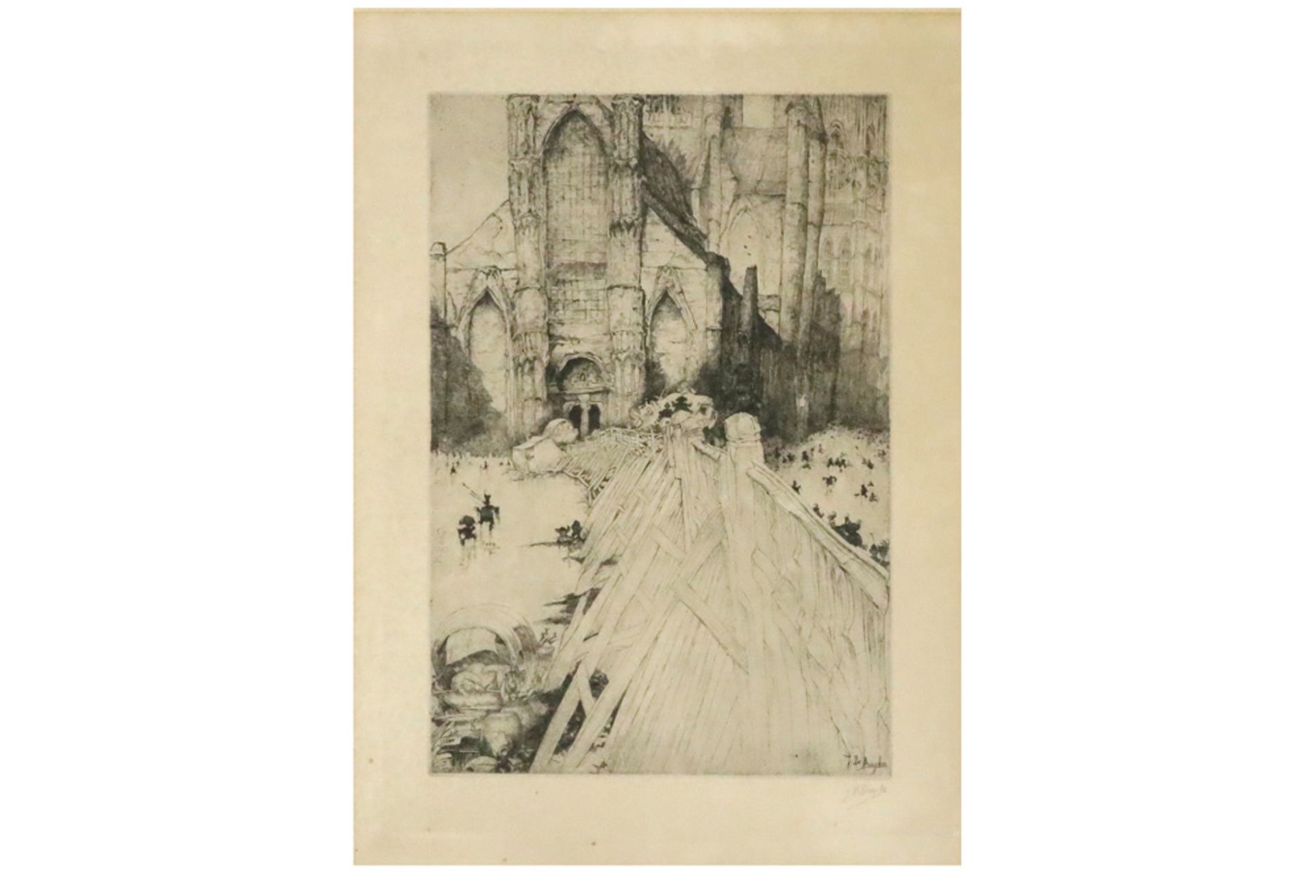 early 20th Cent. Belgian etching - signed Jules De Bruycker || DE BRUYCKER JULES (1870 - 1945) ets :