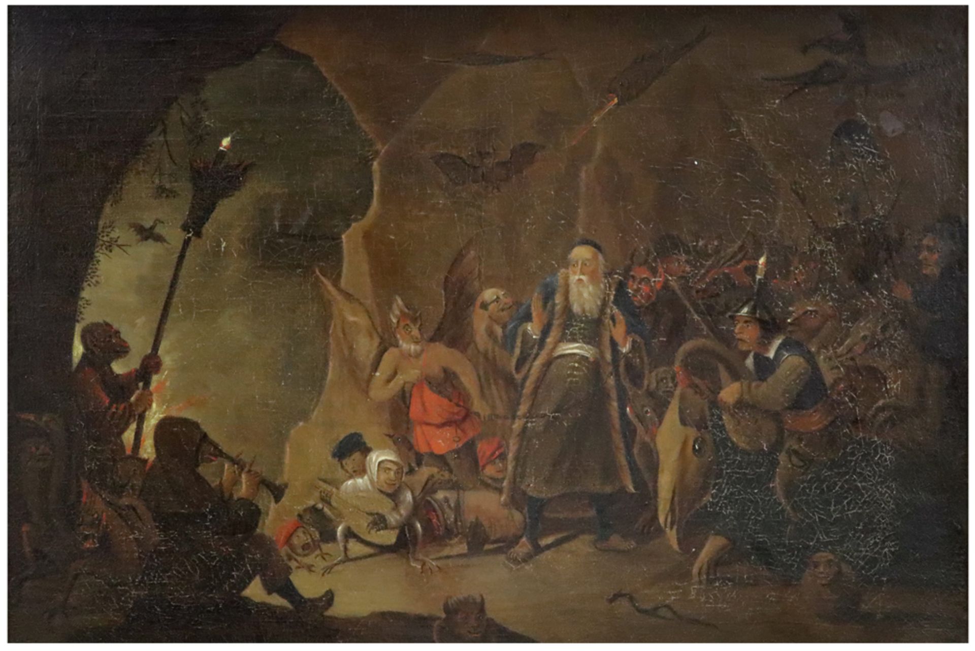 17th Cent. oil on canvas with a typical Jeroen Bosch style theme - attributed to David II Teniers