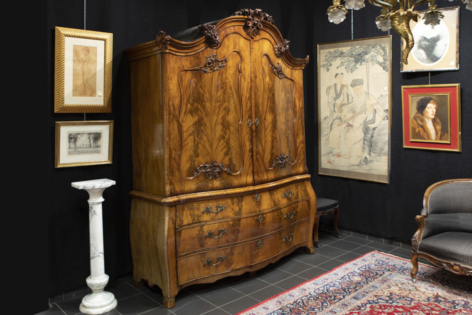 superb 18th Cent. Dutch Louis XV style cabinet in mahogany || NEDERLAND - 18° EEUW superb zgn