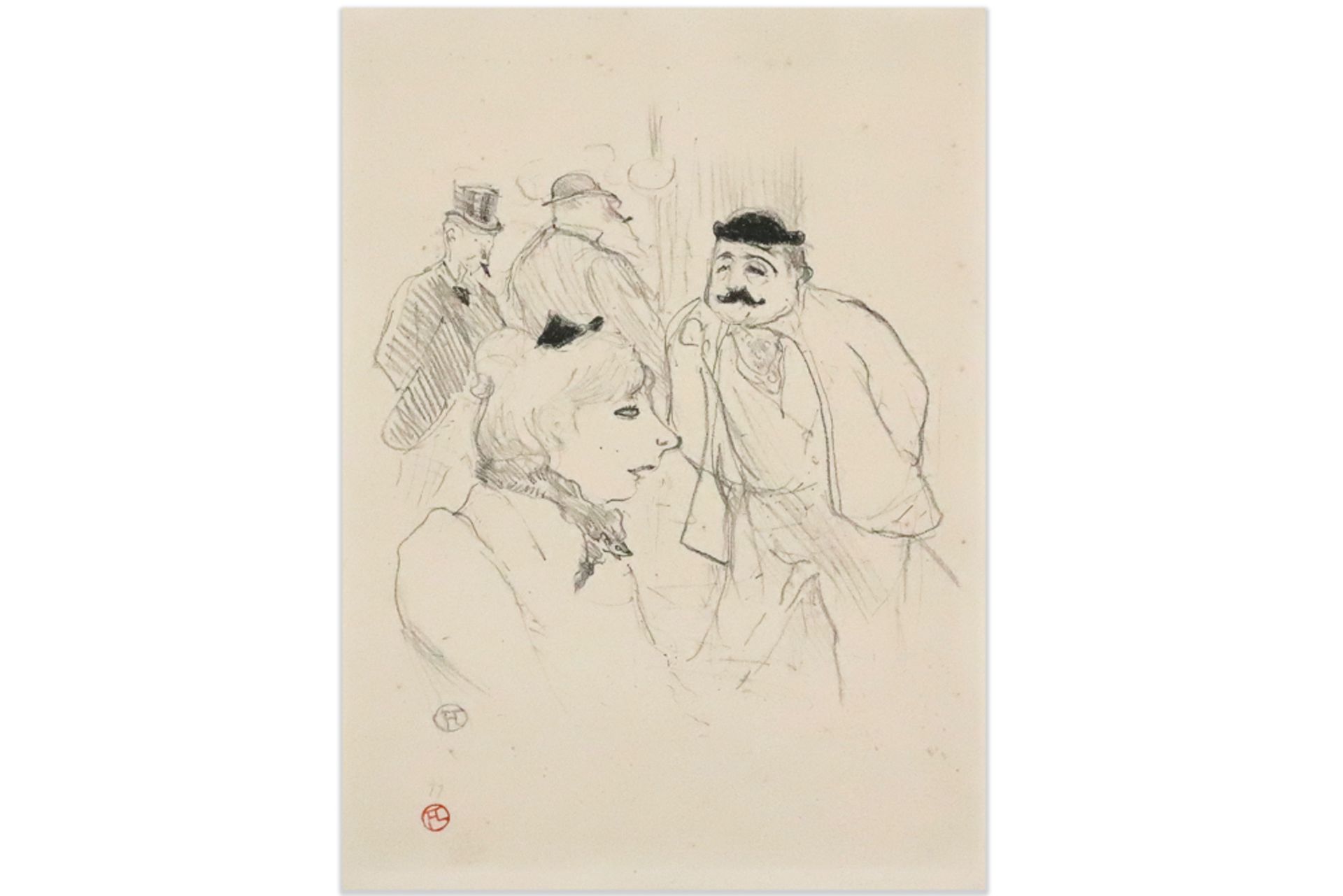 Henri de Toulouse-Lautrec monogrammed "La Tige - Moulin Rouge" lithograph dd 1894 - with a number 77