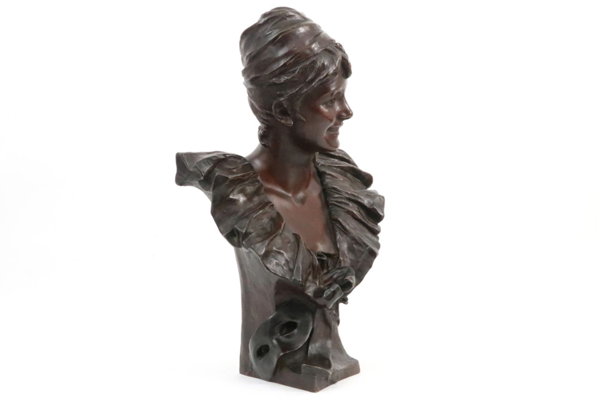 antique Belgian typical belle époque sculpture in bronze - signed Georges Van der Straeten and - Image 6 of 8