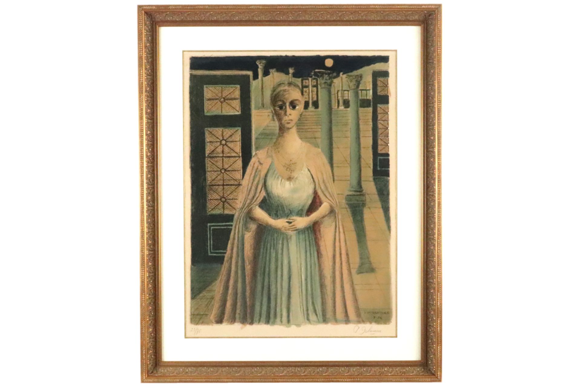 Paul Delvaux "The Empress" lithograph printed in colors - signed and signed and dated (19)74 in - Image 3 of 3