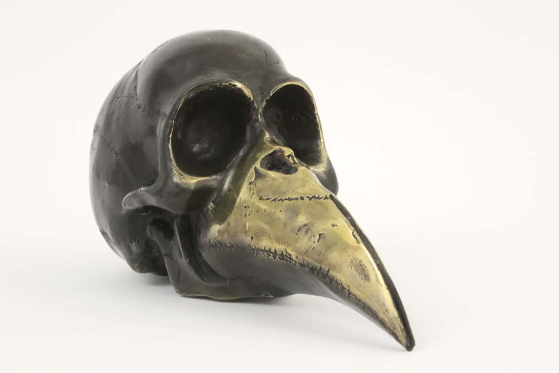 20th Cent. bronze "skull with beak" sculpture in bronze || 20ste eeuwse sculptuur in gepolierde - Bild 2 aus 4