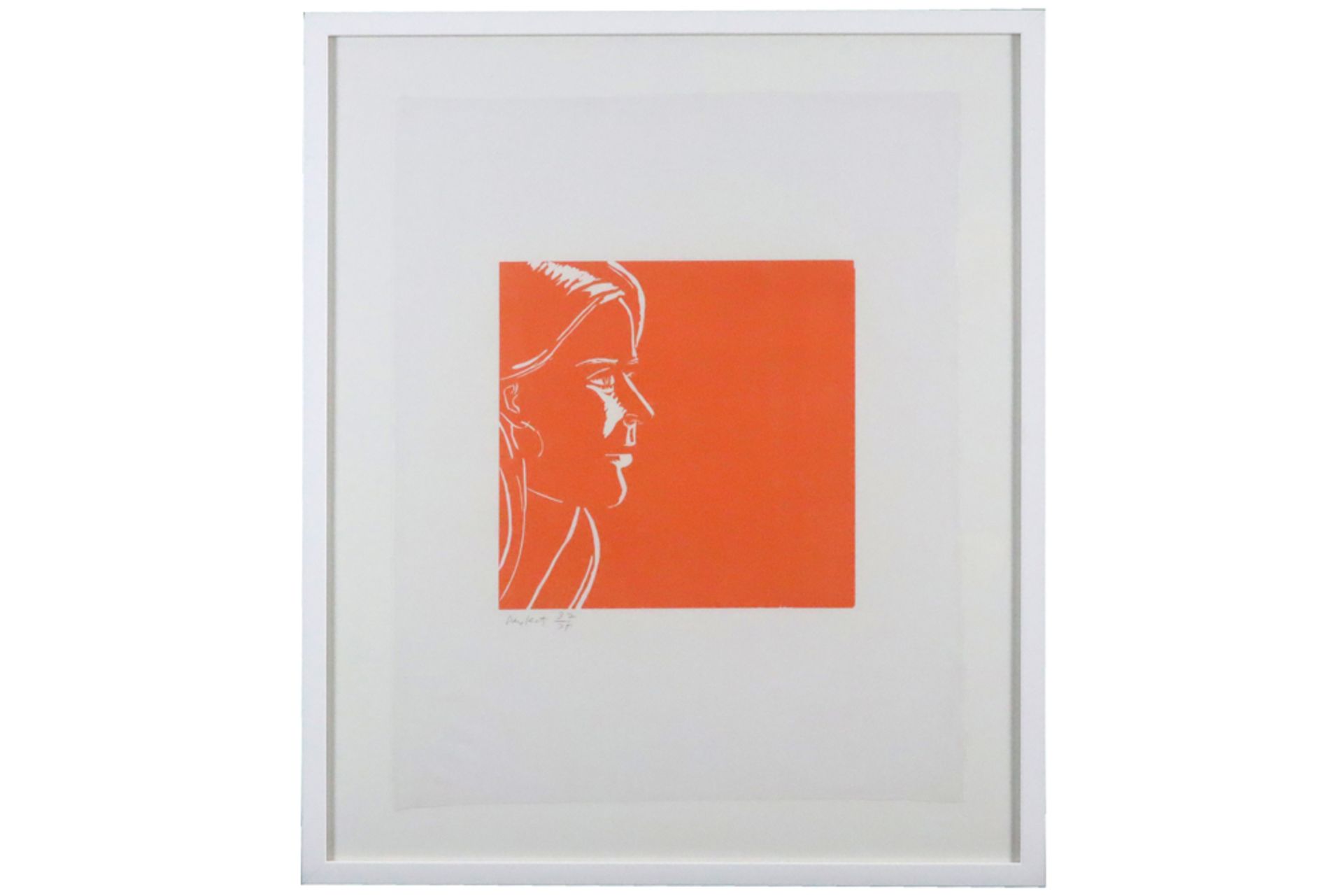 Alex Katz woodcut - signed || KATZ ALEX (° 1927) houtsnede n° 32/75 : "Gelaat van een jonge vrouw" - - Image 3 of 3