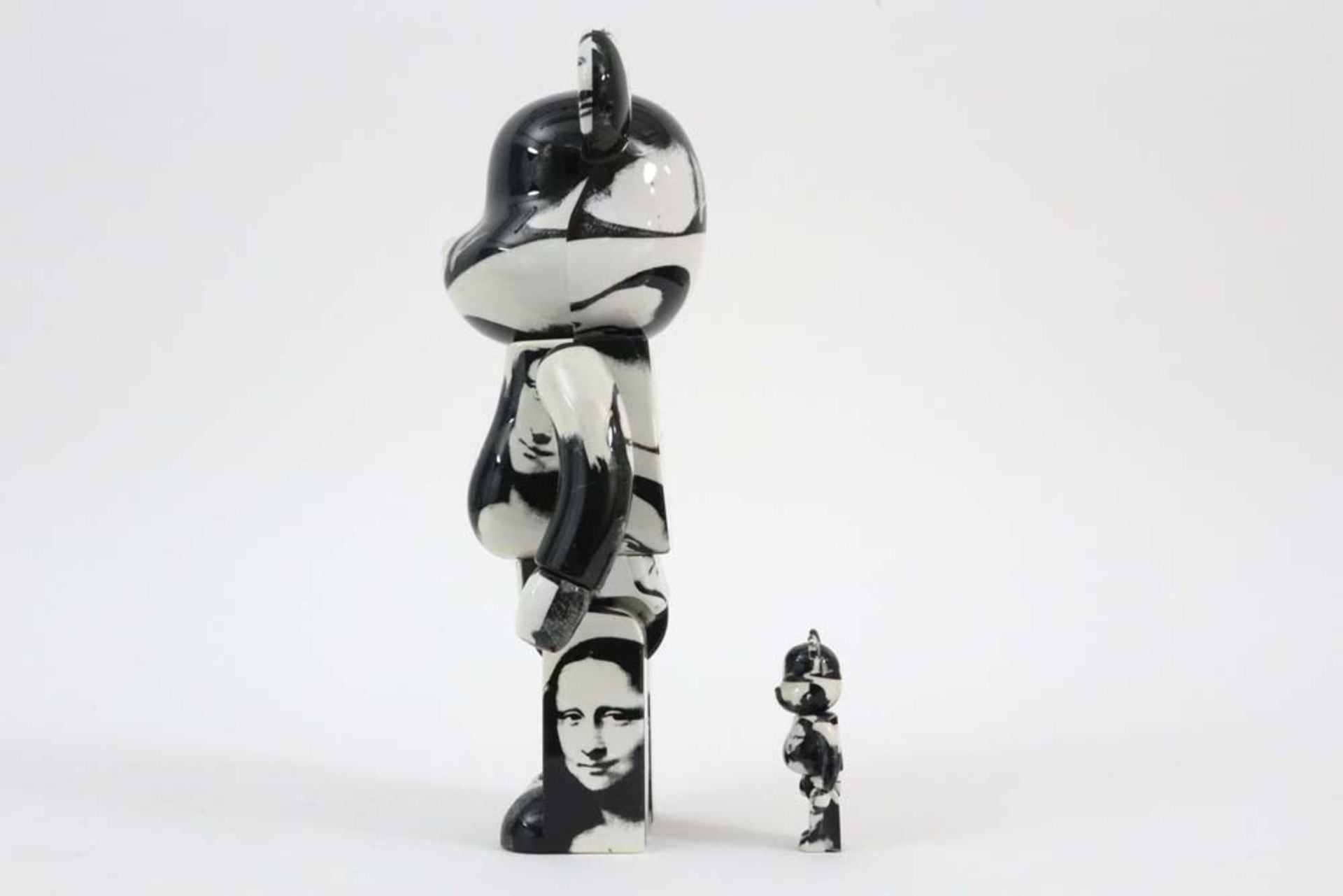 Bearbrick set of small and bigger sculpture after the double Mona Lisa" print by Andy Warhol - - Image 3 of 6
