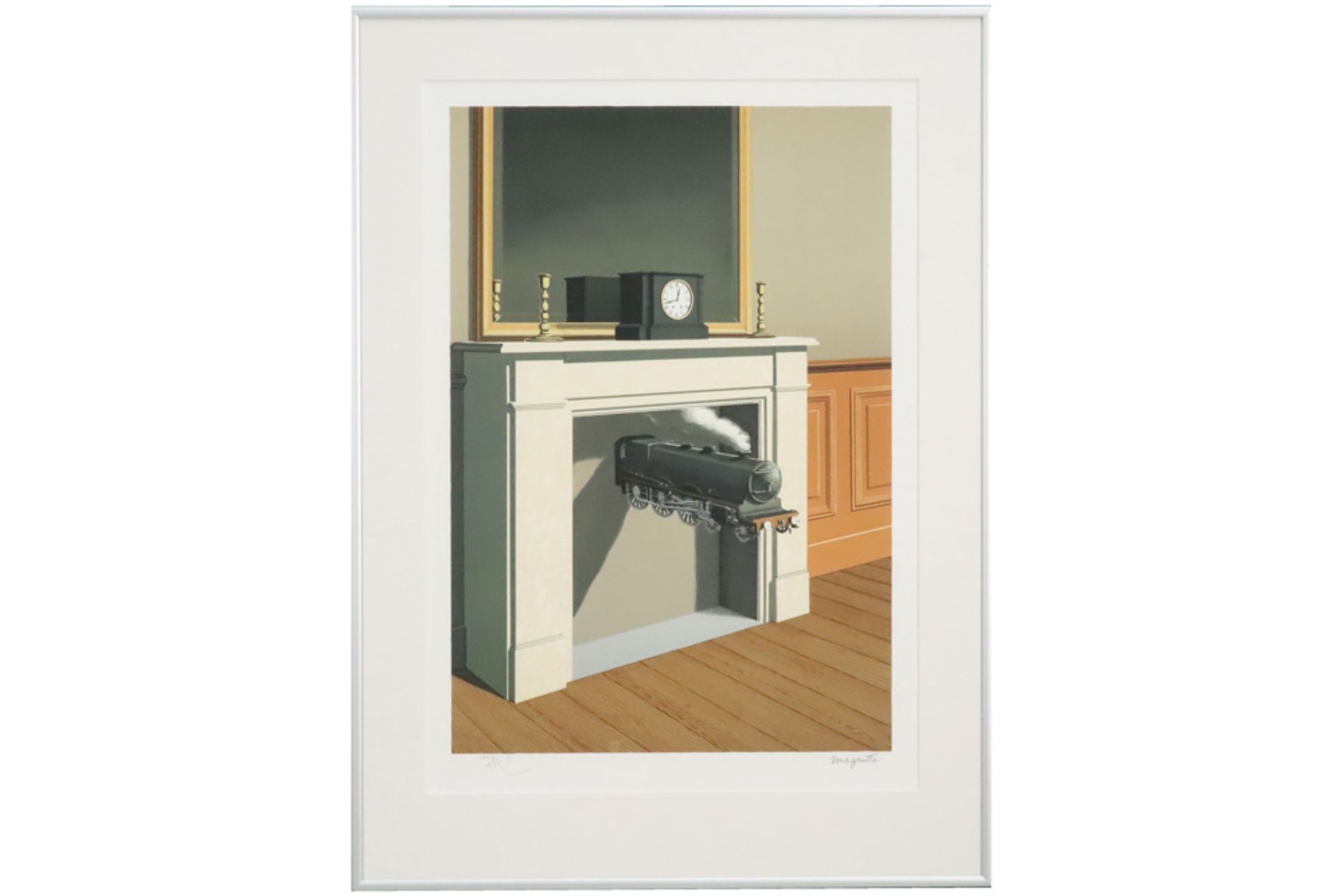 lithograph printed in colors after René Magritte's "La durée poignardée" - signed in the print and - Bild 3 aus 3