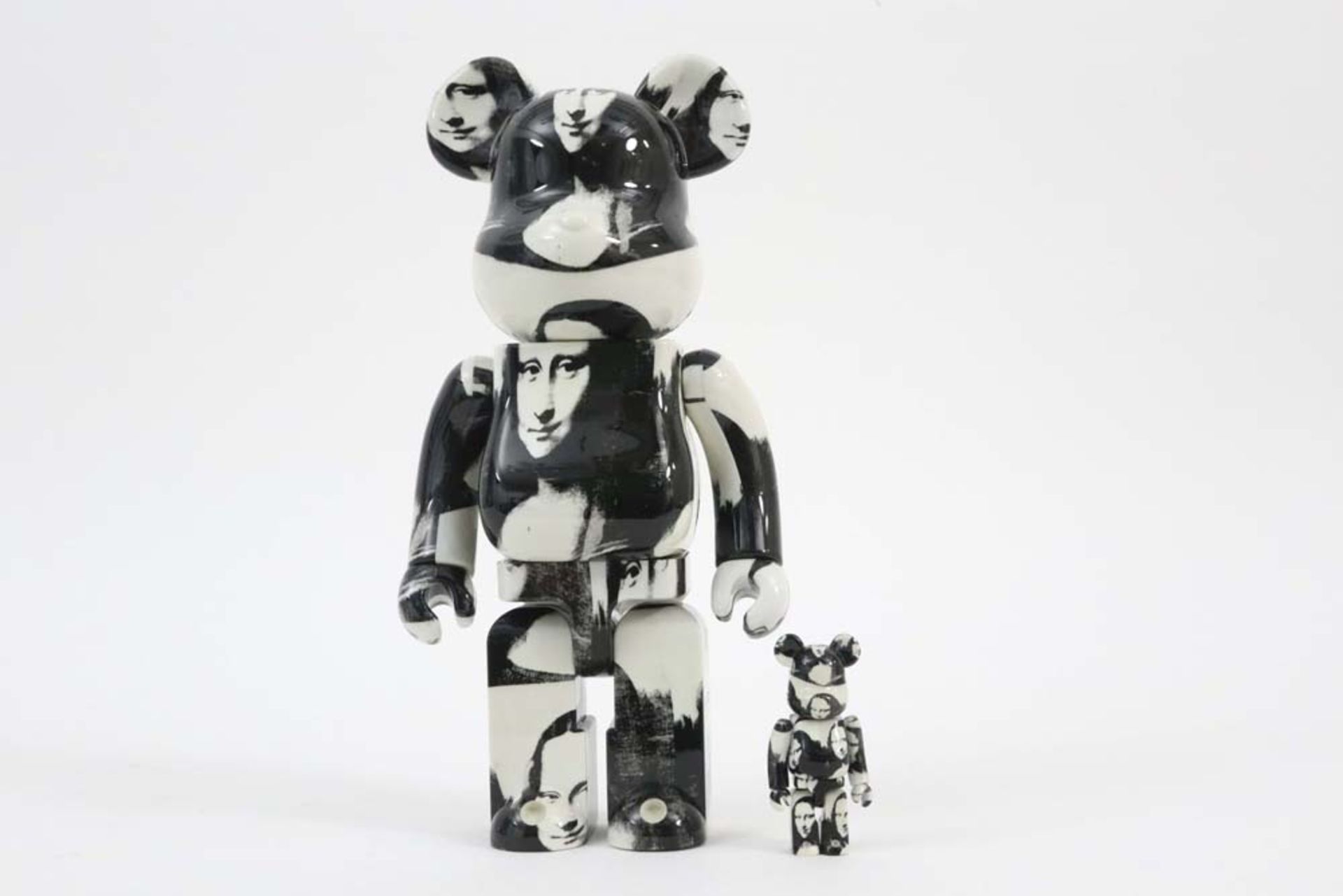 Bearbrick set of small and bigger sculpture after the double Mona Lisa" print by Andy Warhol - - Image 2 of 6