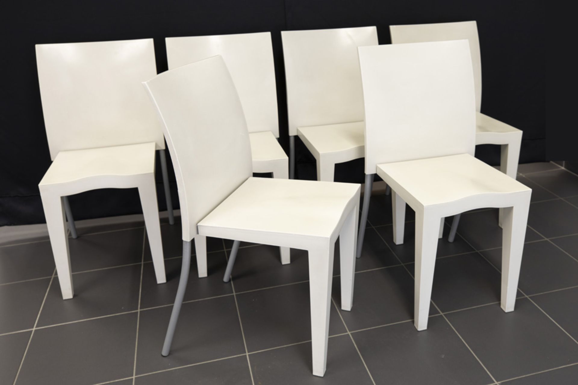 set of six Philippe Starck "Miss Global" design chairs by Kartell - marked || STARCK PHILIPPE (°