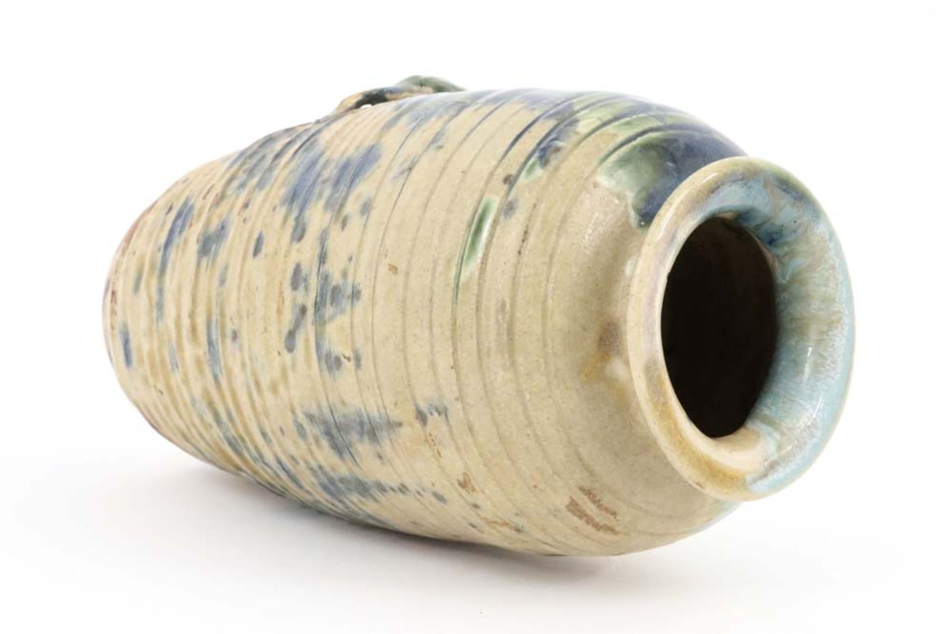small 20th Cent. marked Japanese Sumida Gawa vase in ceramic with a frog || 20ste eeuws gemerkt - Bild 3 aus 6