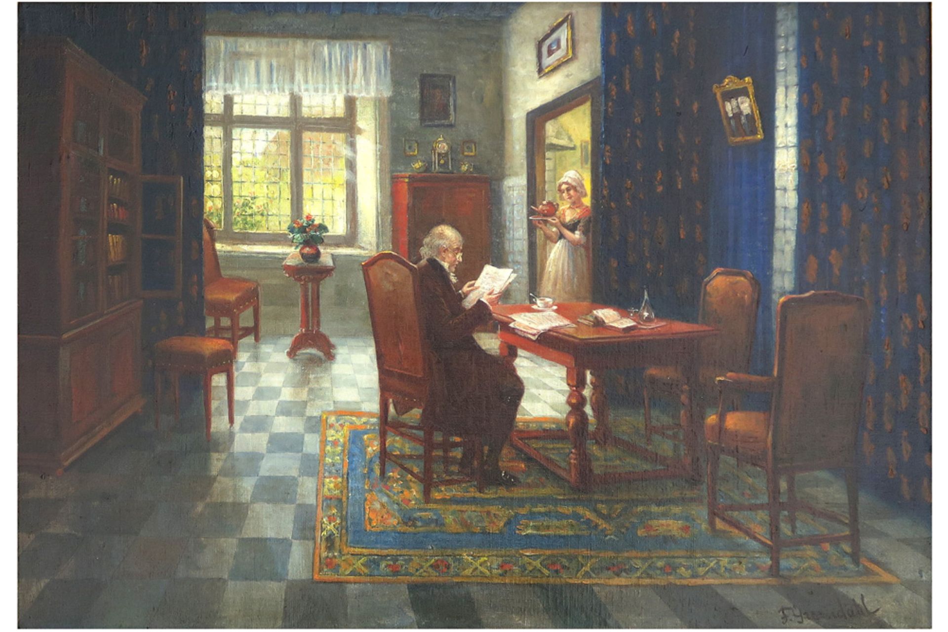 20th Cent. oil on canvas - signed F. Groendahl || GROENDAHL F. (vroeg 20° EEUW) olieverfschilderij