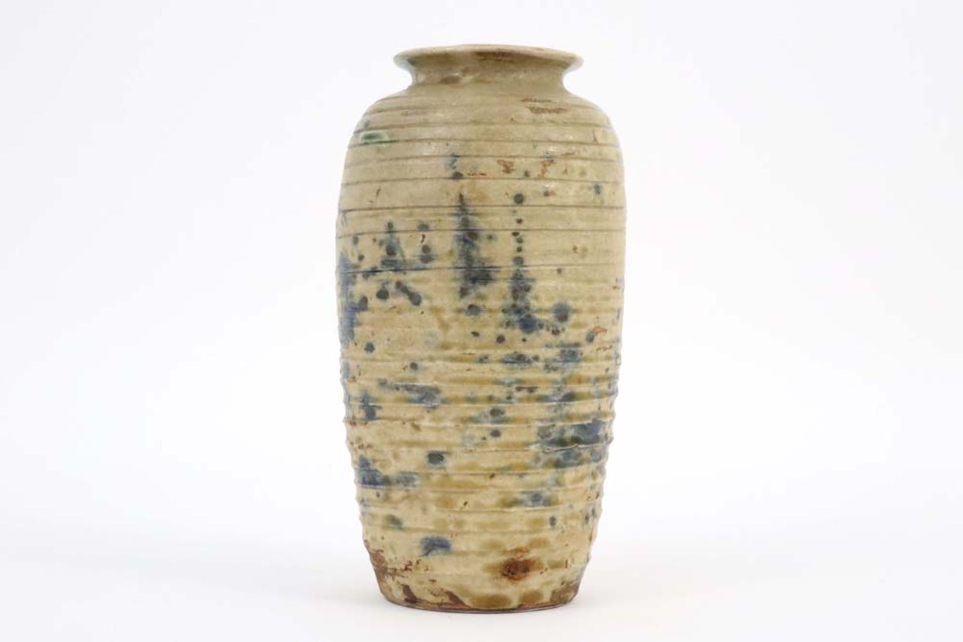 small 20th Cent. marked Japanese Sumida Gawa vase in ceramic with a frog || 20ste eeuws gemerkt - Bild 2 aus 6