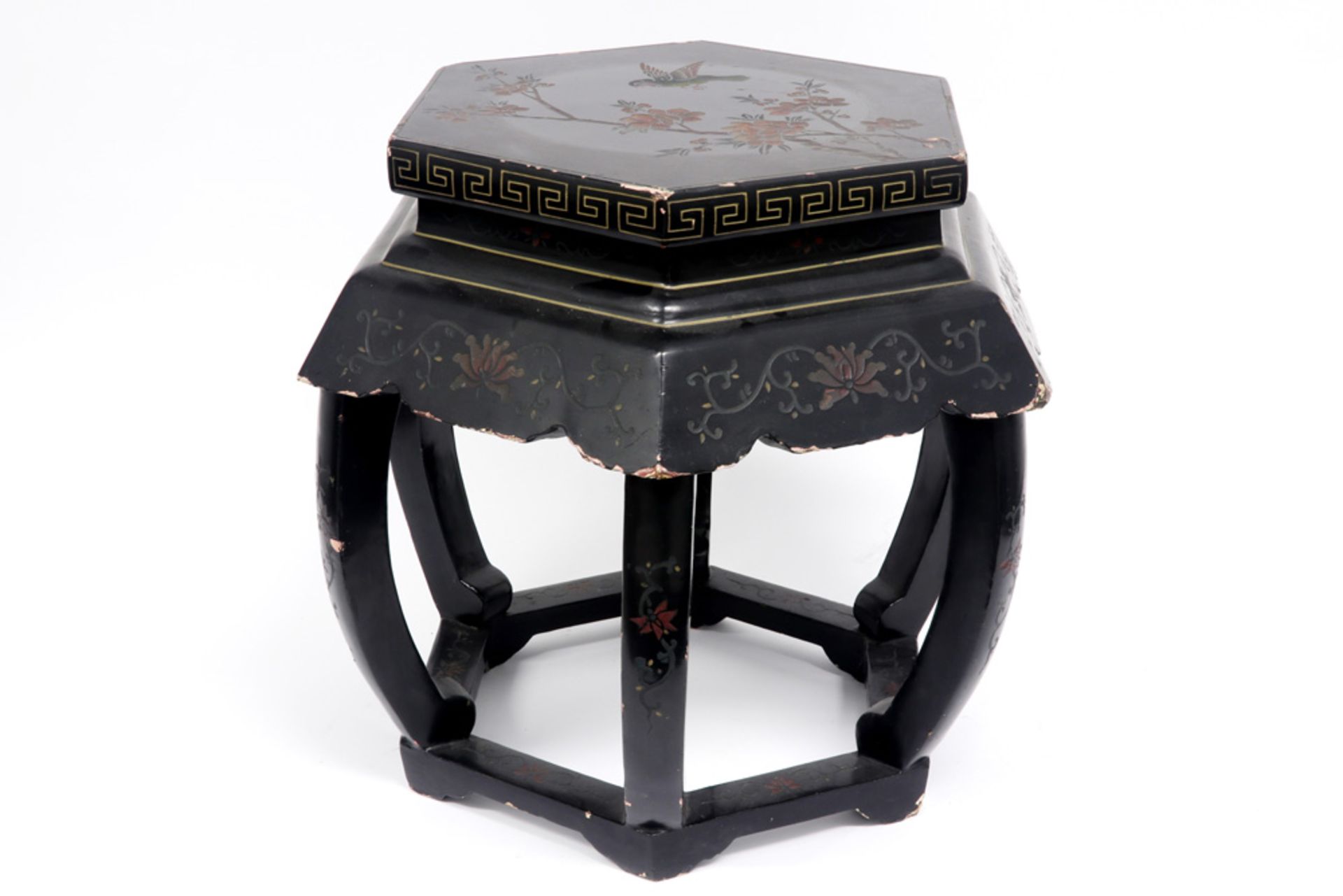 Chinese pedestal in lacquered wood || Chinees sokkeltje in gelakt hout - hoogte : 45 cm - Bild 2 aus 3