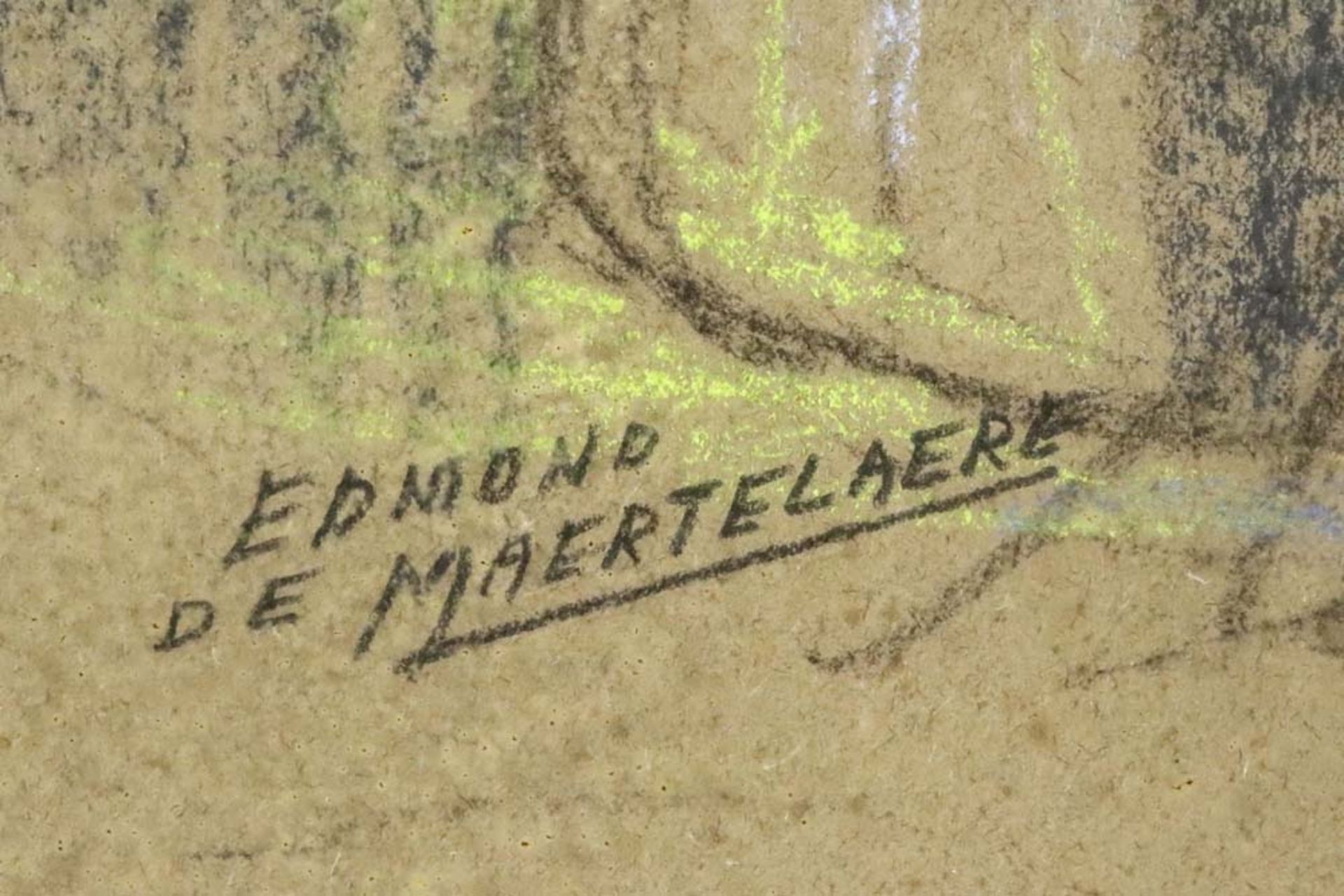 early 20th Cent. Belgian pastel - signed Edmond De Maertelaere || DE MAERTELAERE EDMOND (1876 - - Image 2 of 3