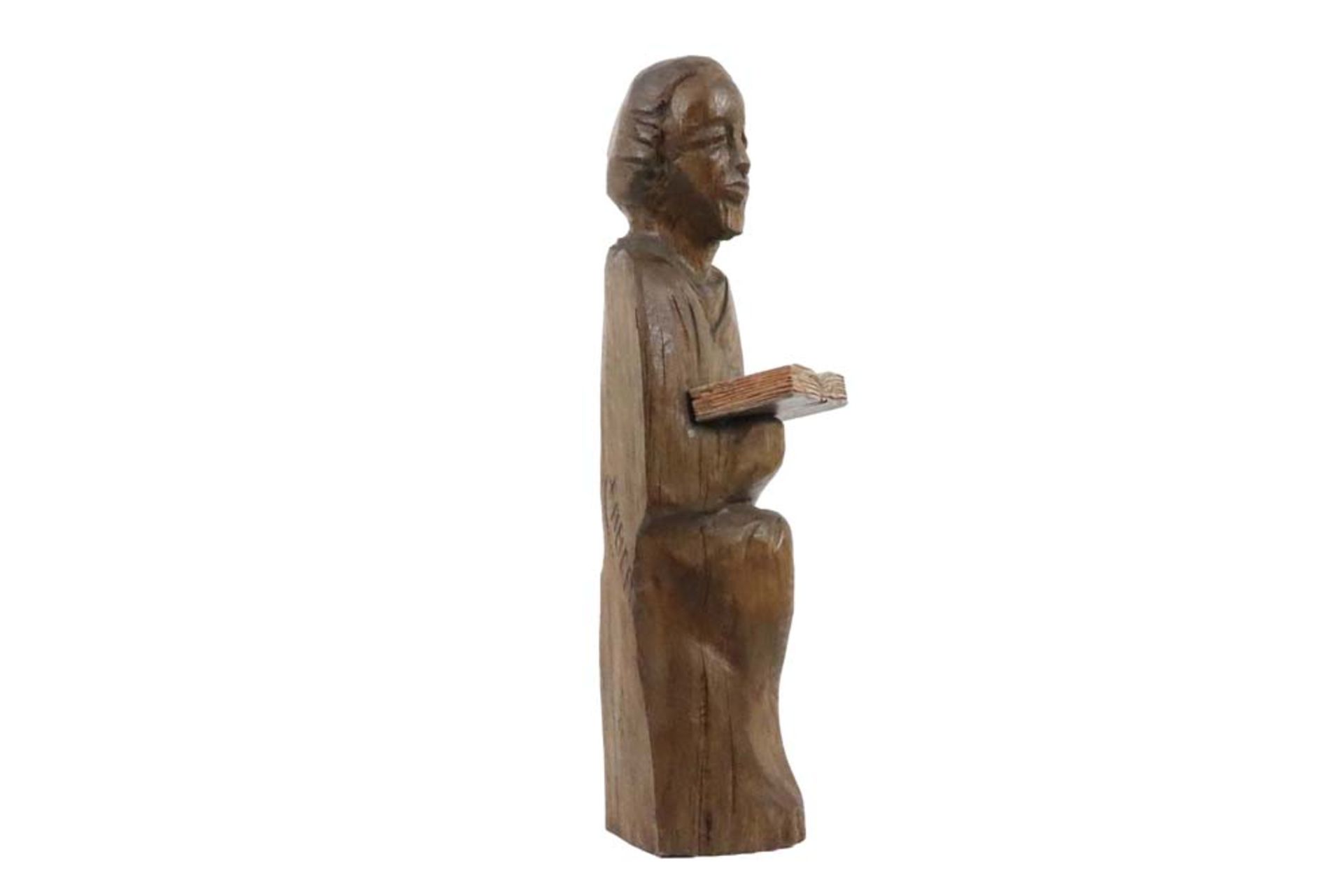 "Man with a book" sculpture in wood || Houtsculptuur : "Man met boek" - hoogte : 72 cm - Bild 2 aus 5