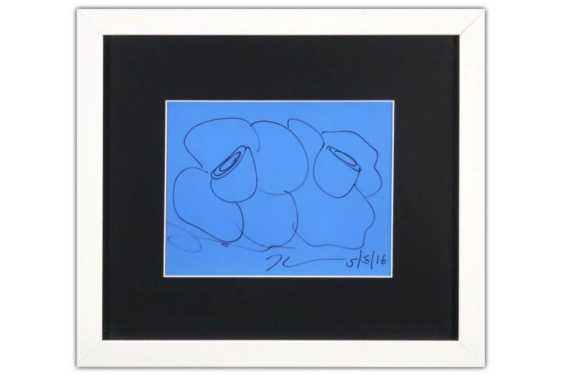 Jeff Koons signed "Flowers" drawing in felt-tip pen on blue paper || KOONS JEFF (°1955) tekening - Bild 3 aus 3