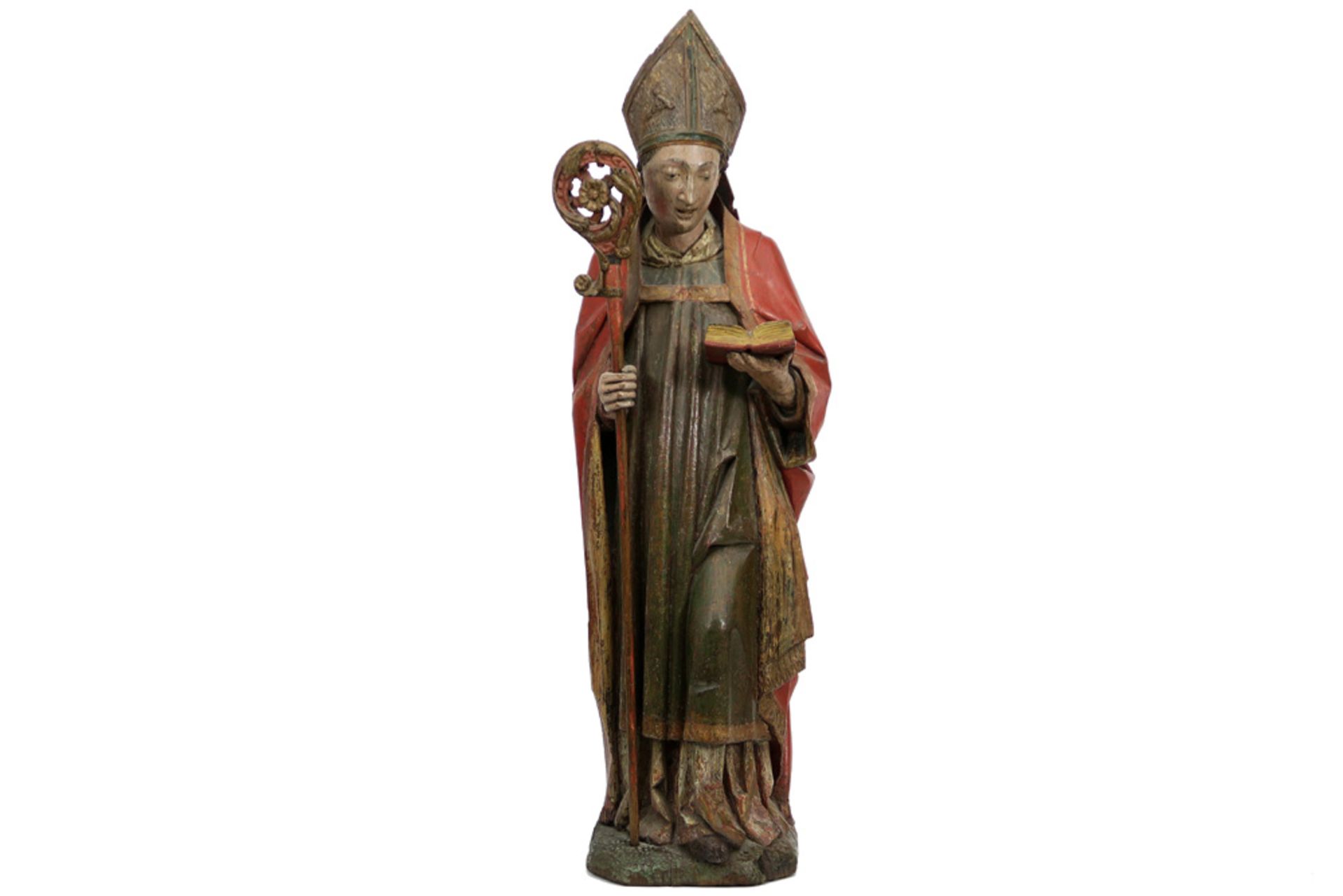 16th/17th Cent. Flemish/French "Bishop" sculpture in polychromed wood || VLAANDEREN / FRANKRIJK -