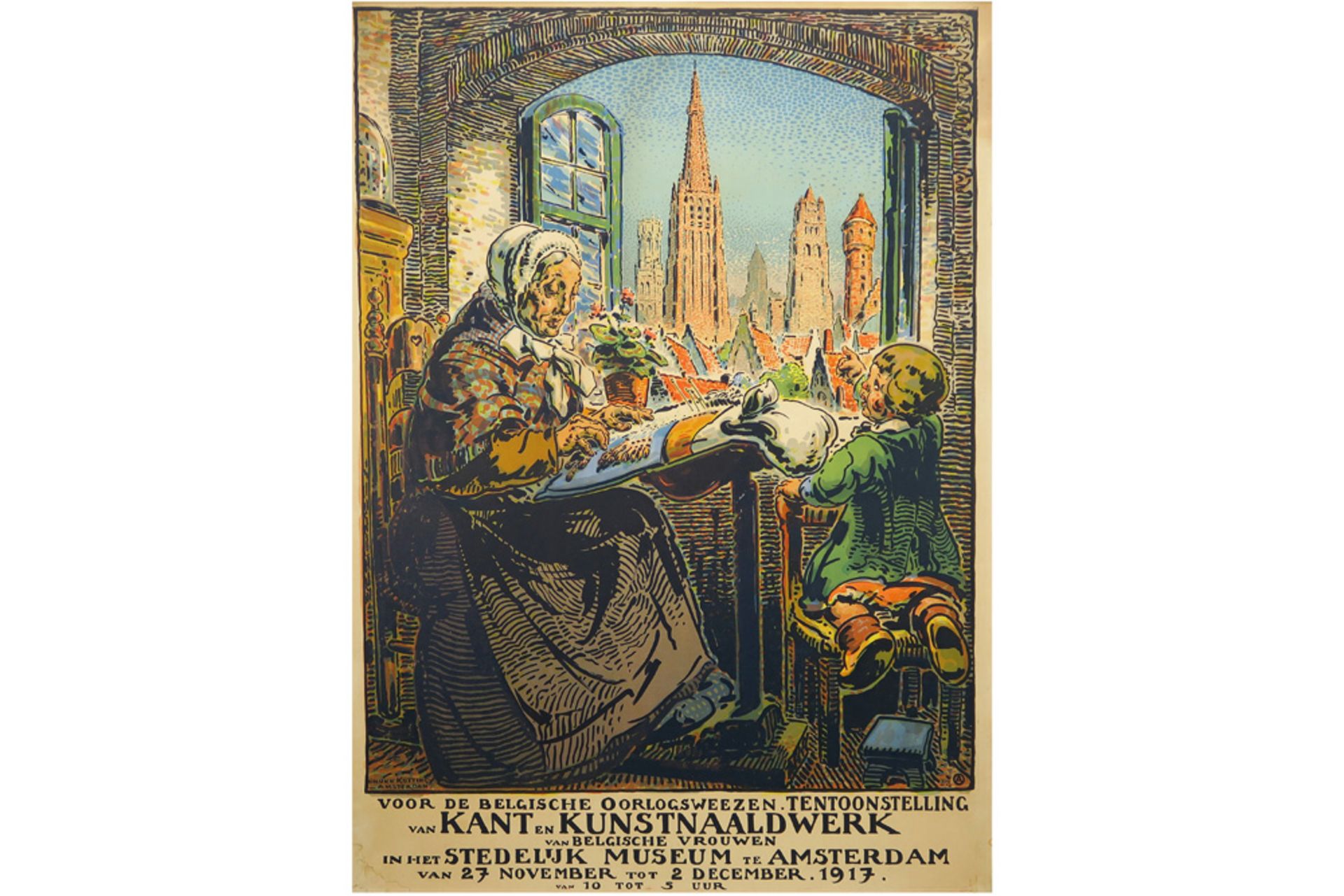 early 20th Cent. Belgian Alfred Ost lithograph printed in colors / poster || OST ALFRED (1884 -