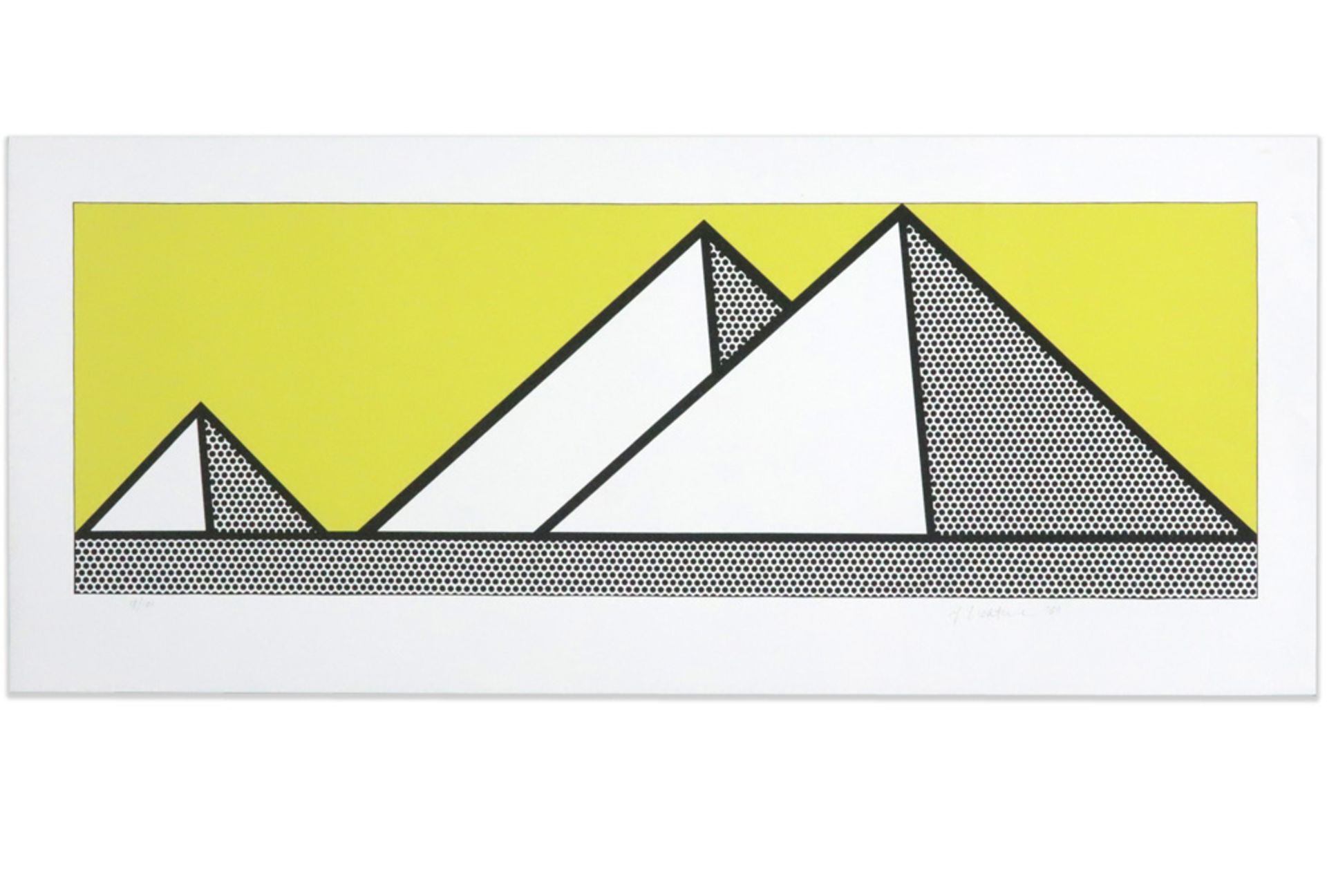Roy Lichtenstein "Pyramids" lithograph printed in colors on Arches - signed and dated (19)69 ||