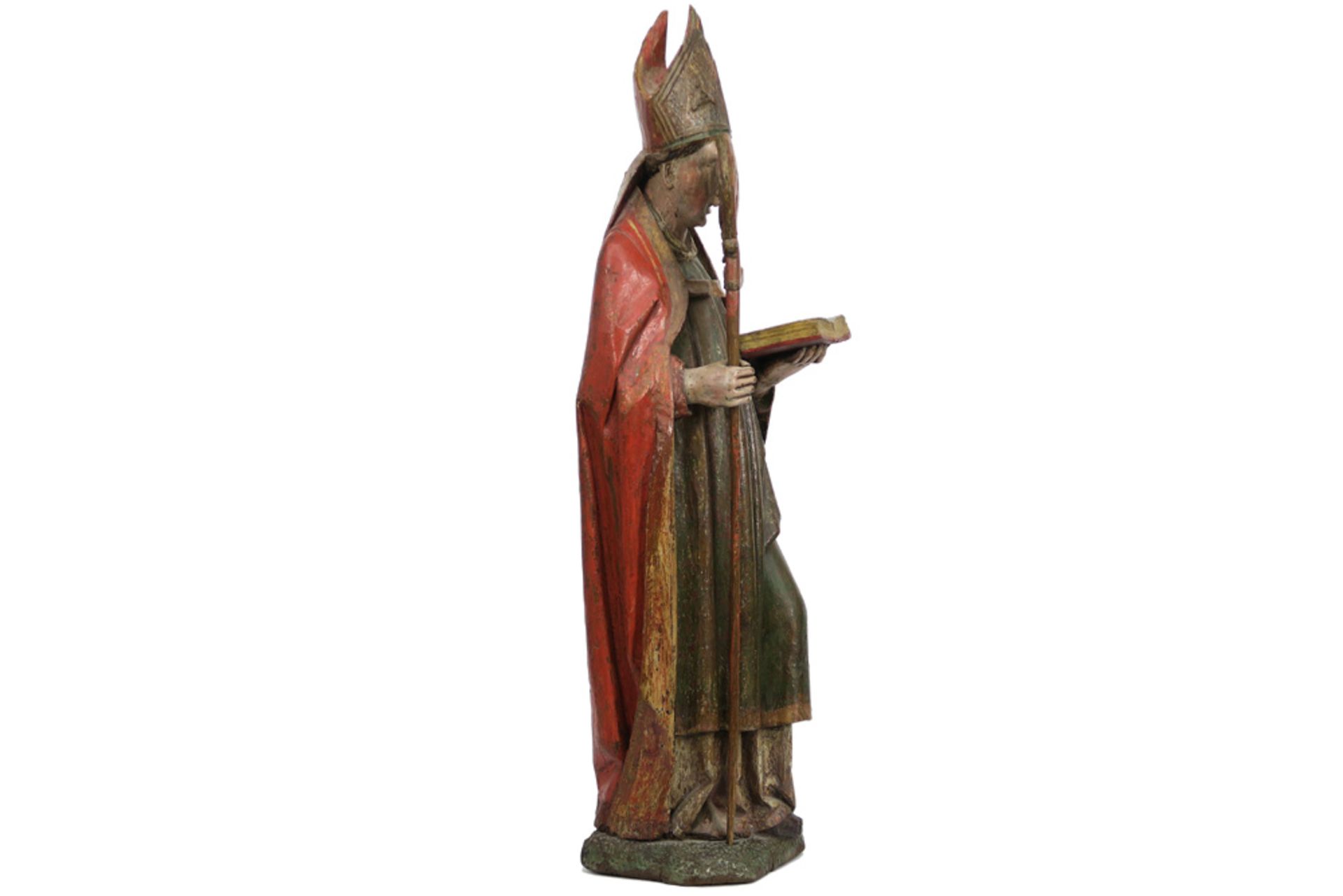 16th/17th Cent. Flemish/French "Bishop" sculpture in polychromed wood || VLAANDEREN / FRANKRIJK - - Bild 5 aus 5