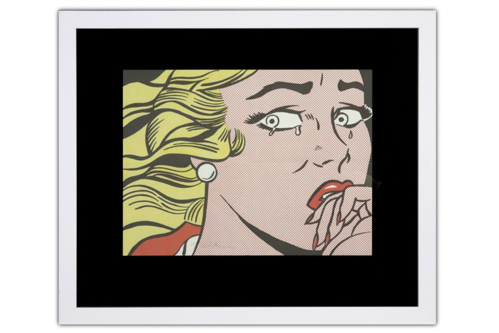 Roy Lichtenstein handsigned "Crying Girl" print in colors used as an invitation to the exhibition at - Image 5 of 5