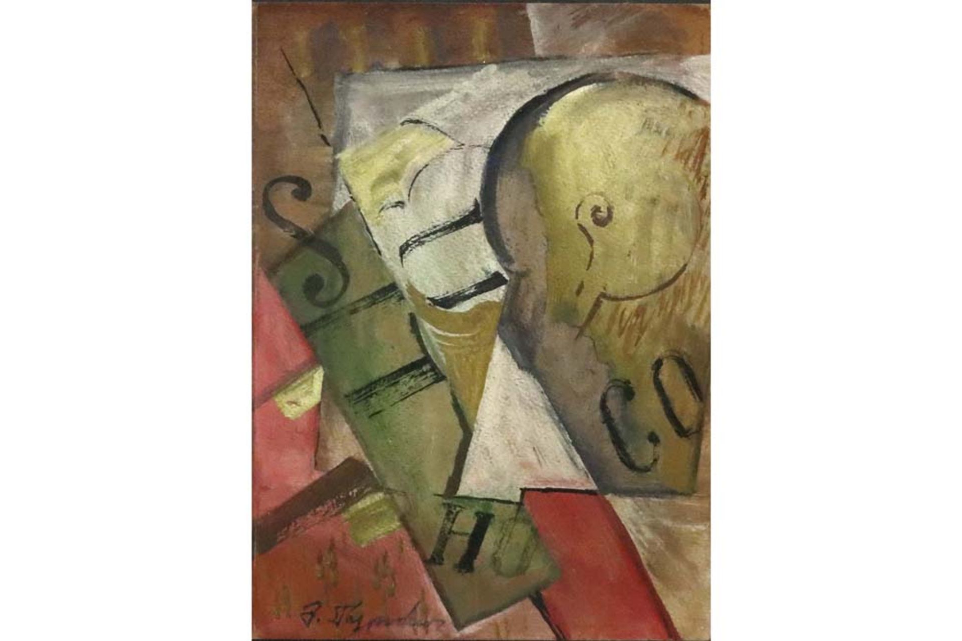 suprematistic mixed media painting - signed Emma Illynichna Gurovich || GUROVICH EMMA ILLYNICHNA (