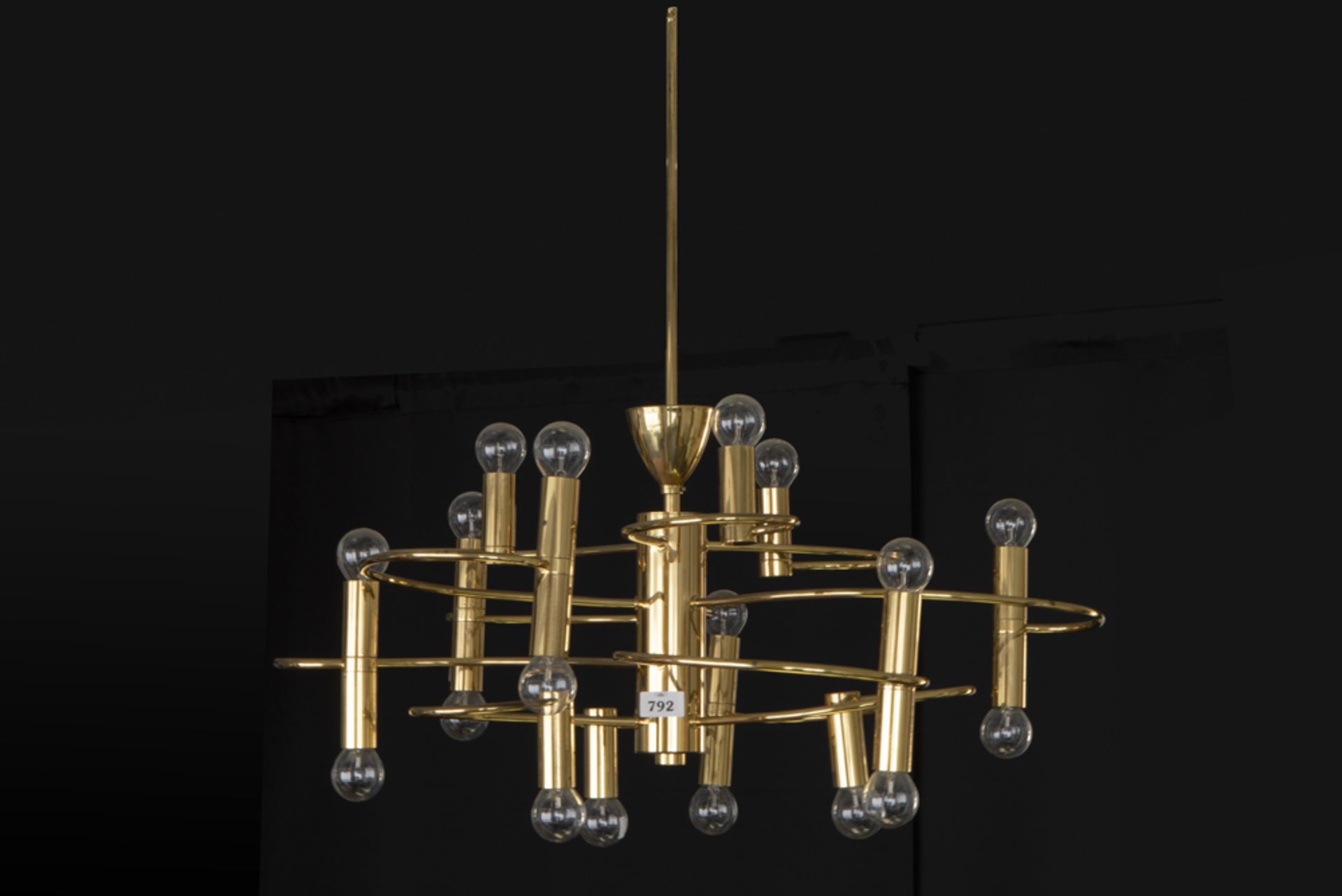 sixties' chandelier in vermeil - attributed to/in the style of Gaetano Sciolari || SCIOLARI