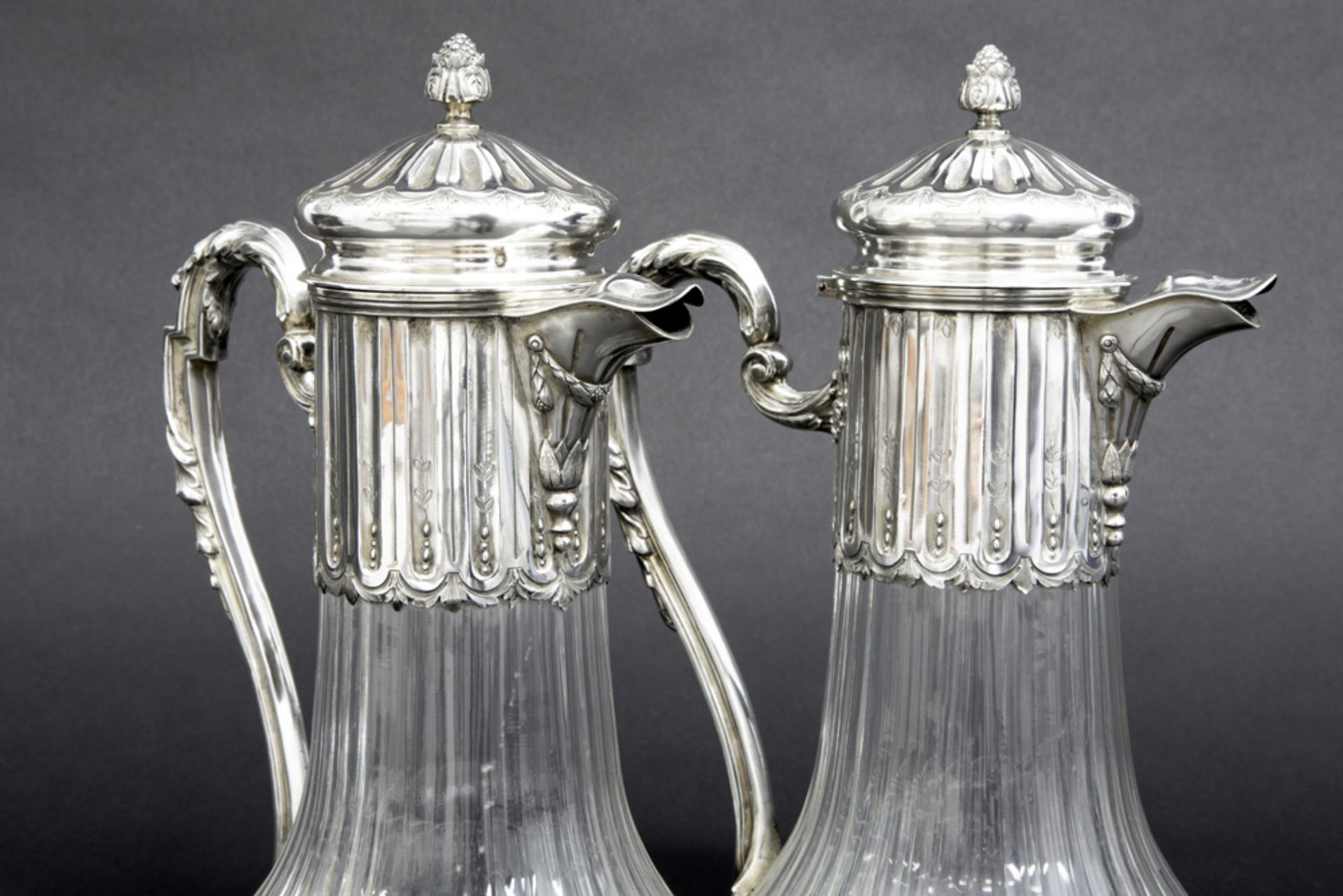 pair of antique French "Léon Lapar" signed decanters in crystal and marked silver || LEON LAPAR ( - Bild 3 aus 4