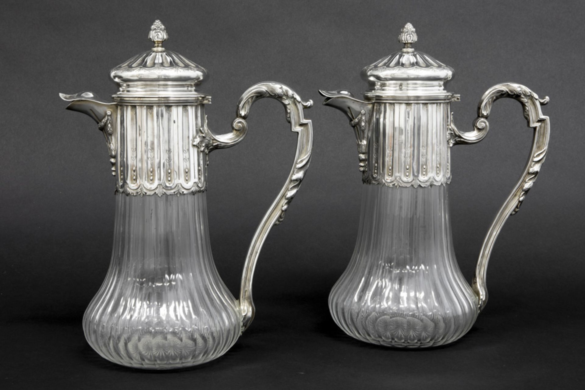 pair of antique French "Léon Lapar" signed decanters in crystal and marked silver || LEON LAPAR (