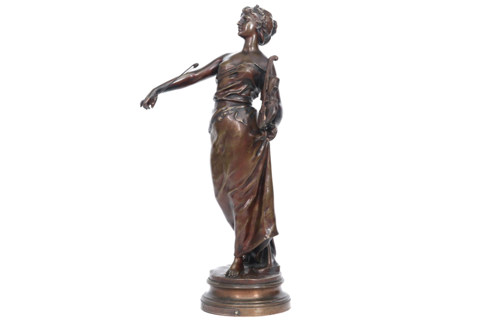 antique French allegorical themed sculpture in bronze - signed Marcel Debut || DEBUT MARCEL ( - Image 2 of 4