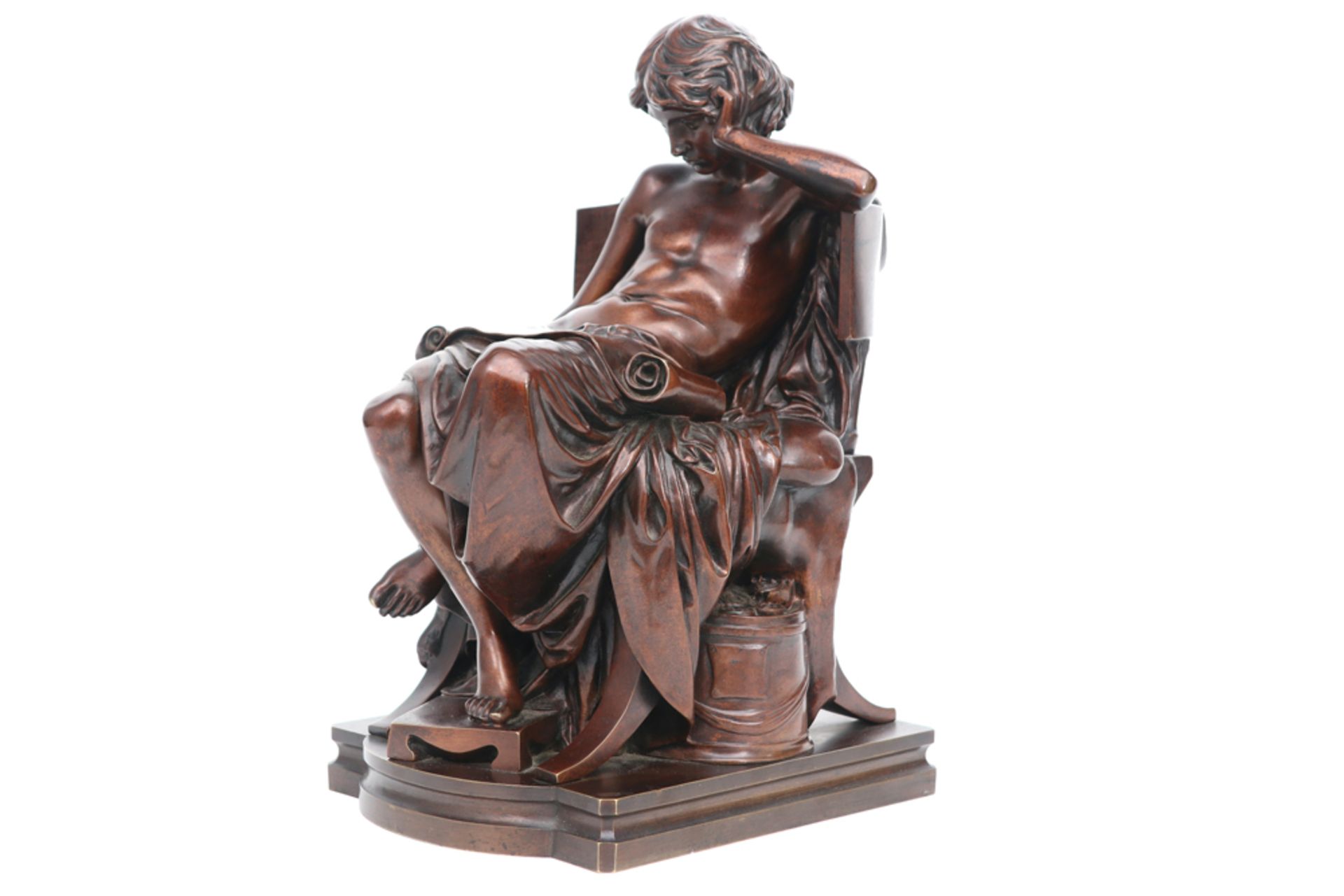 quite rare antique "Young Aristoteles" sculpture in bronze - signed Charles JM Degeorge and with - Image 3 of 6
